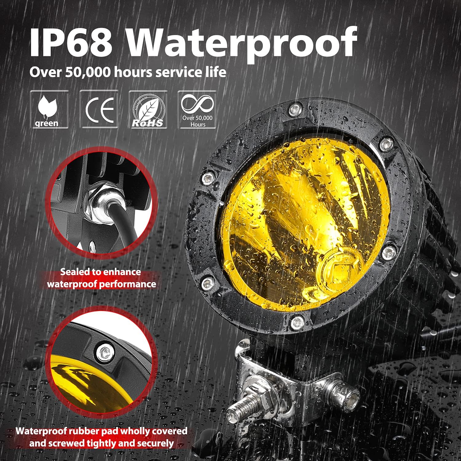 Best Cyber Deals 🔥 Teochew-LED 2PCS Amber LED Pods 4 Inch Round Driving Lights Off Road LED Light 40W Spot Light Yellow Work Lights Fog Lamp for Truck ATV SUV Forklift Boat Bumper A-Pillar Headlight