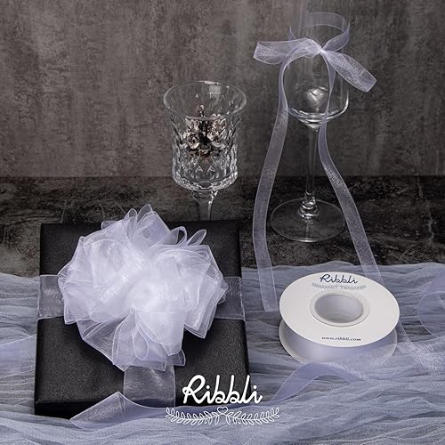 Miniatura 3 de Ribbli Cinta de organza blanca, 12 pulgada x 50 yardas, cinta blanca transparente para envolver regalos, envoltura de galletas, decoración de boda,
