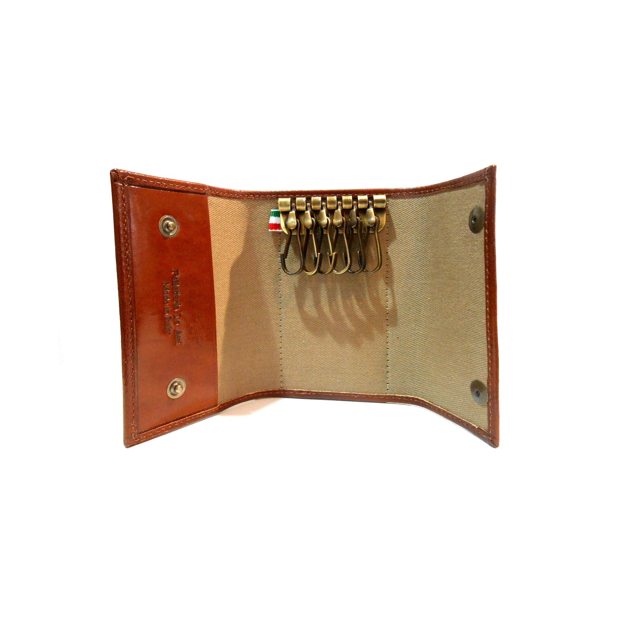 Le Arti Portachiavi in Pelle 2 COMPARTI 12 Ganci Artigianale Nuovo Made in Italy