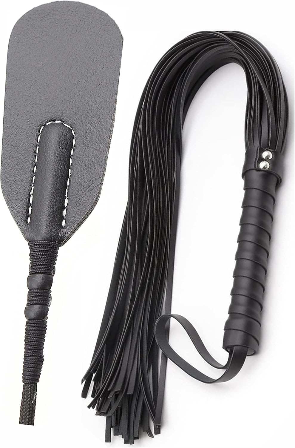DERINODEM Horse Whip 27" Crop 18" Set Black Riding Whip
