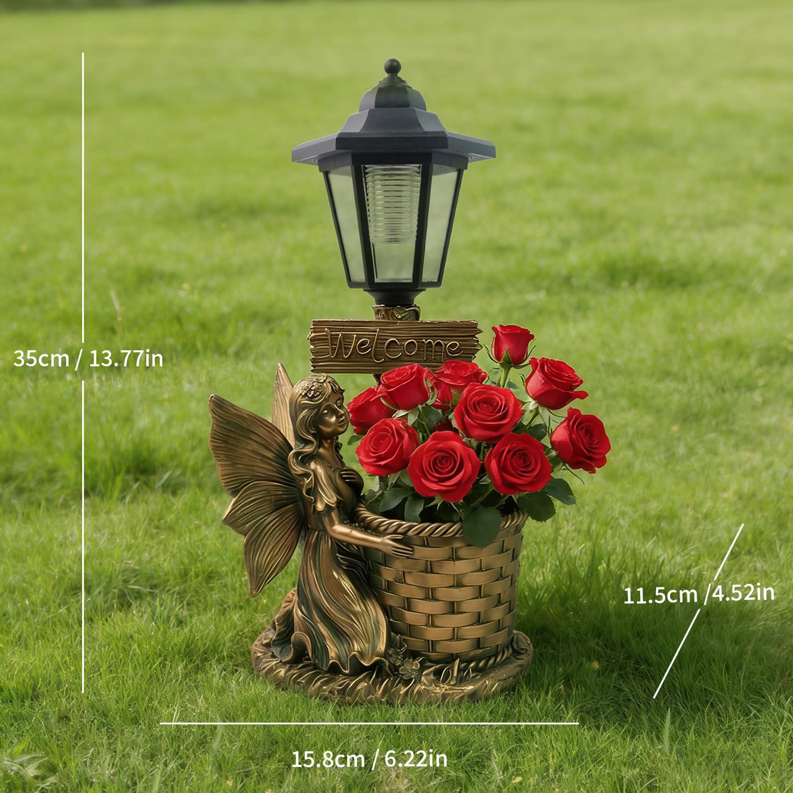 Statua luminosa da giardino solare con lanterna e, White A