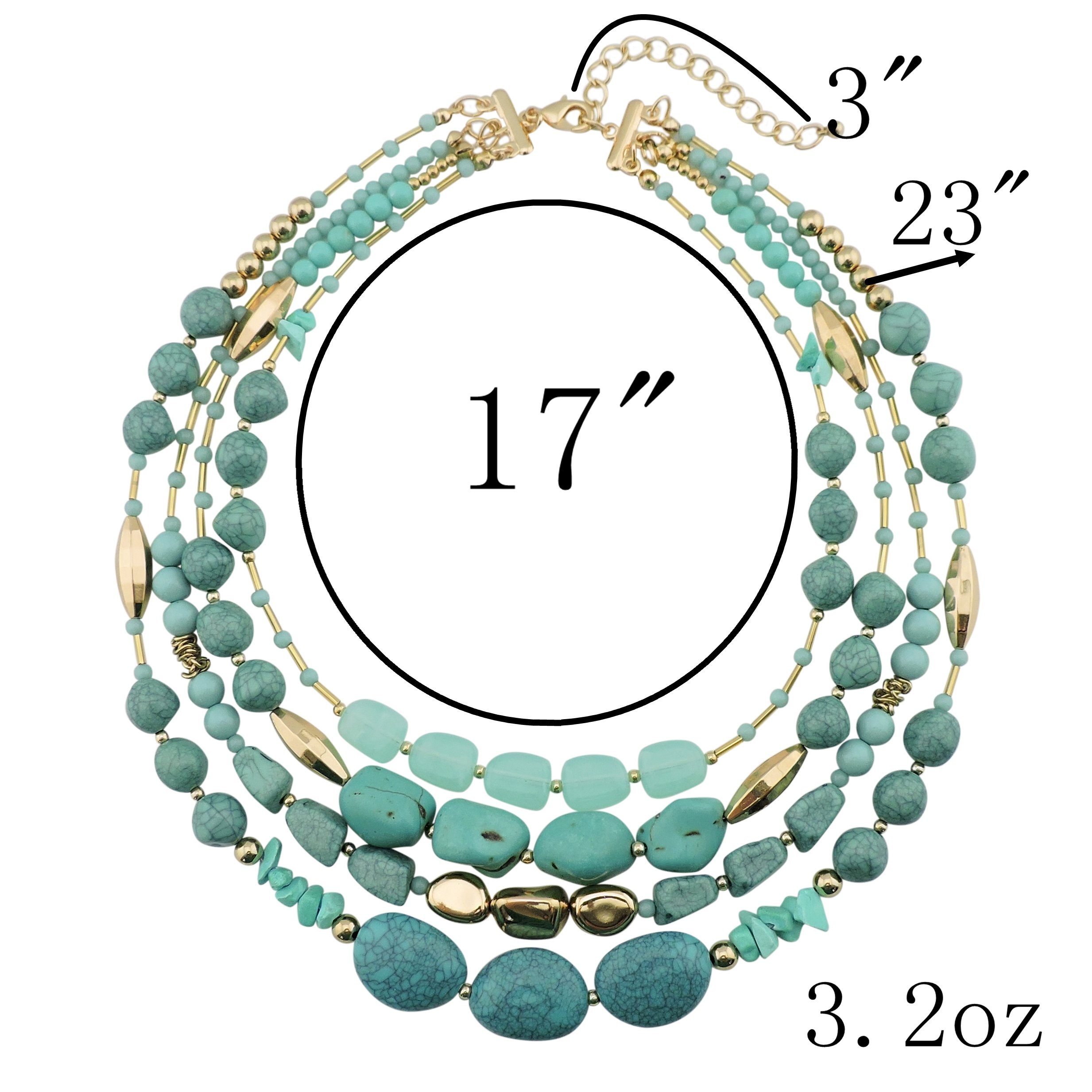 Bocar NK-10533 Collana multistrato con perline, a 4 fili, 43,2 cm, regalo da donna e materiale non metallico(NK-10533)