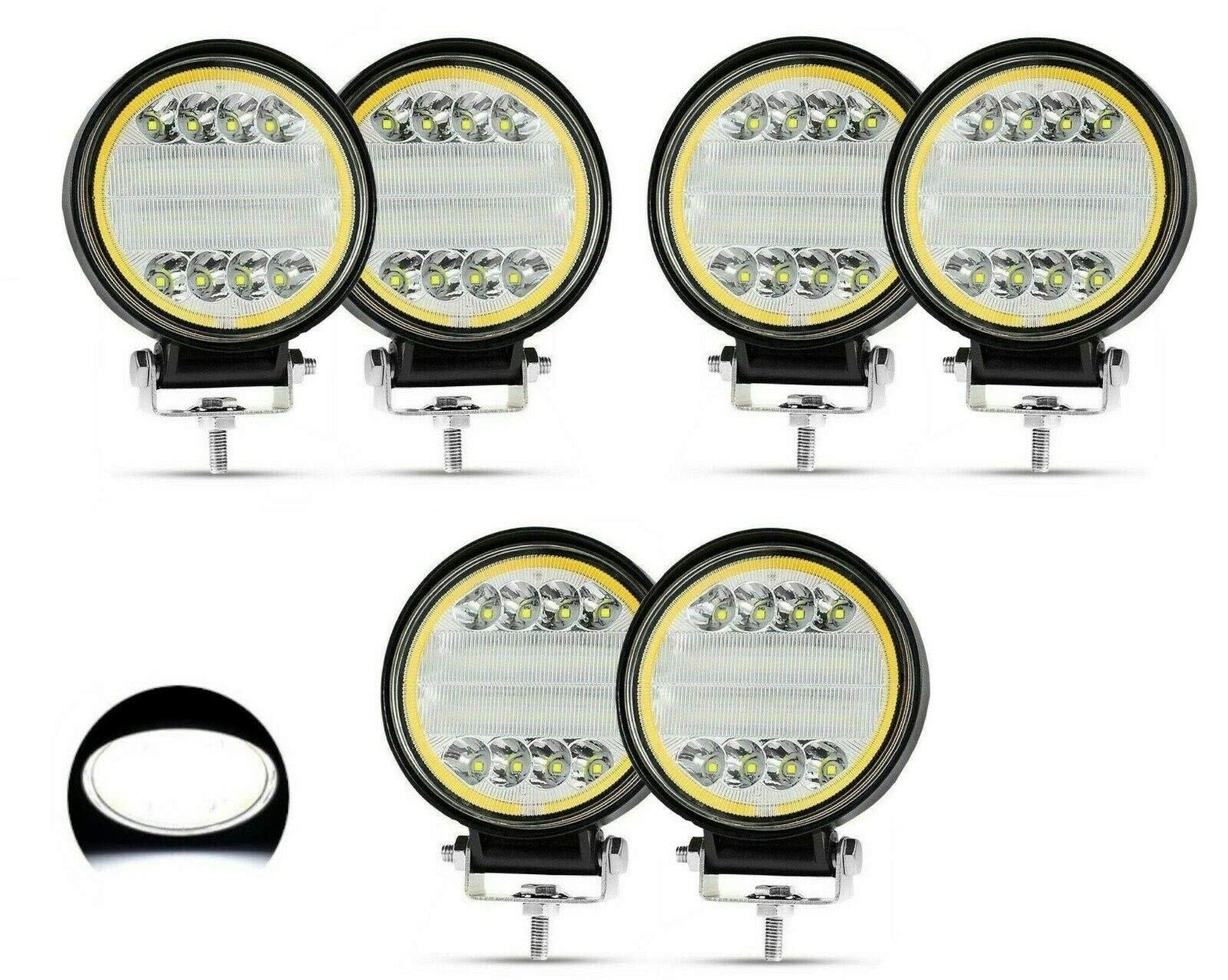 flexzon 4,5 cala 24 LED 72 W okrągłe robocze światła przeciwmgielne 6 x uniwersalne dopasowanie 12 V 24 V 6500 K 3000 lm