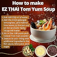 Vista 3 de EZ THAI Mezcla de sopa Tom Yum prémium de 1.6 onzas – Auténtico kit de base de sopa picante y agria con hierbas secas y pasta de chile – Ingrediente