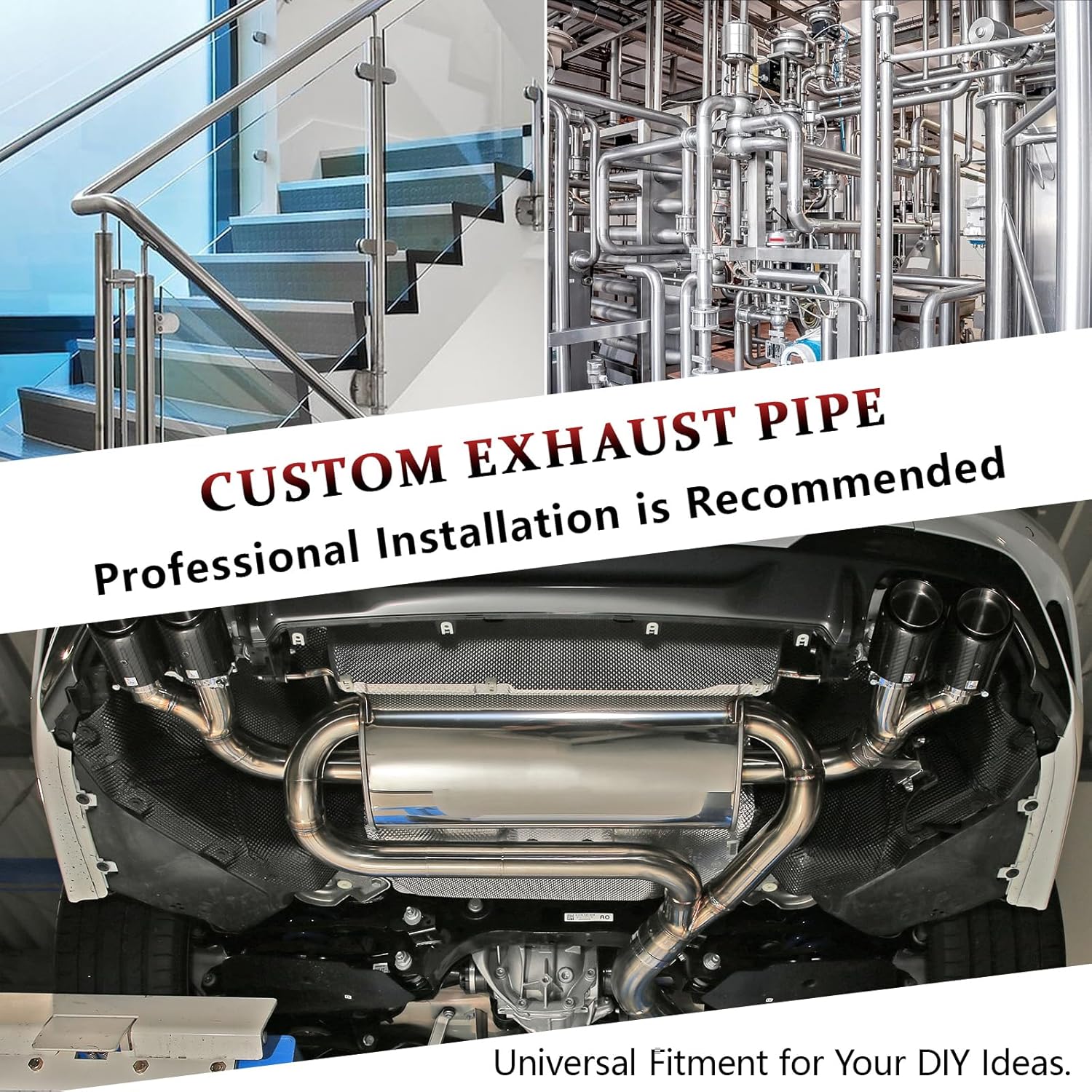 8PCS-2.5"OD Exhaust Tube Made of Super Quality Stainless Steel Custom Exhaust Kit DIY Exhaust Pipe