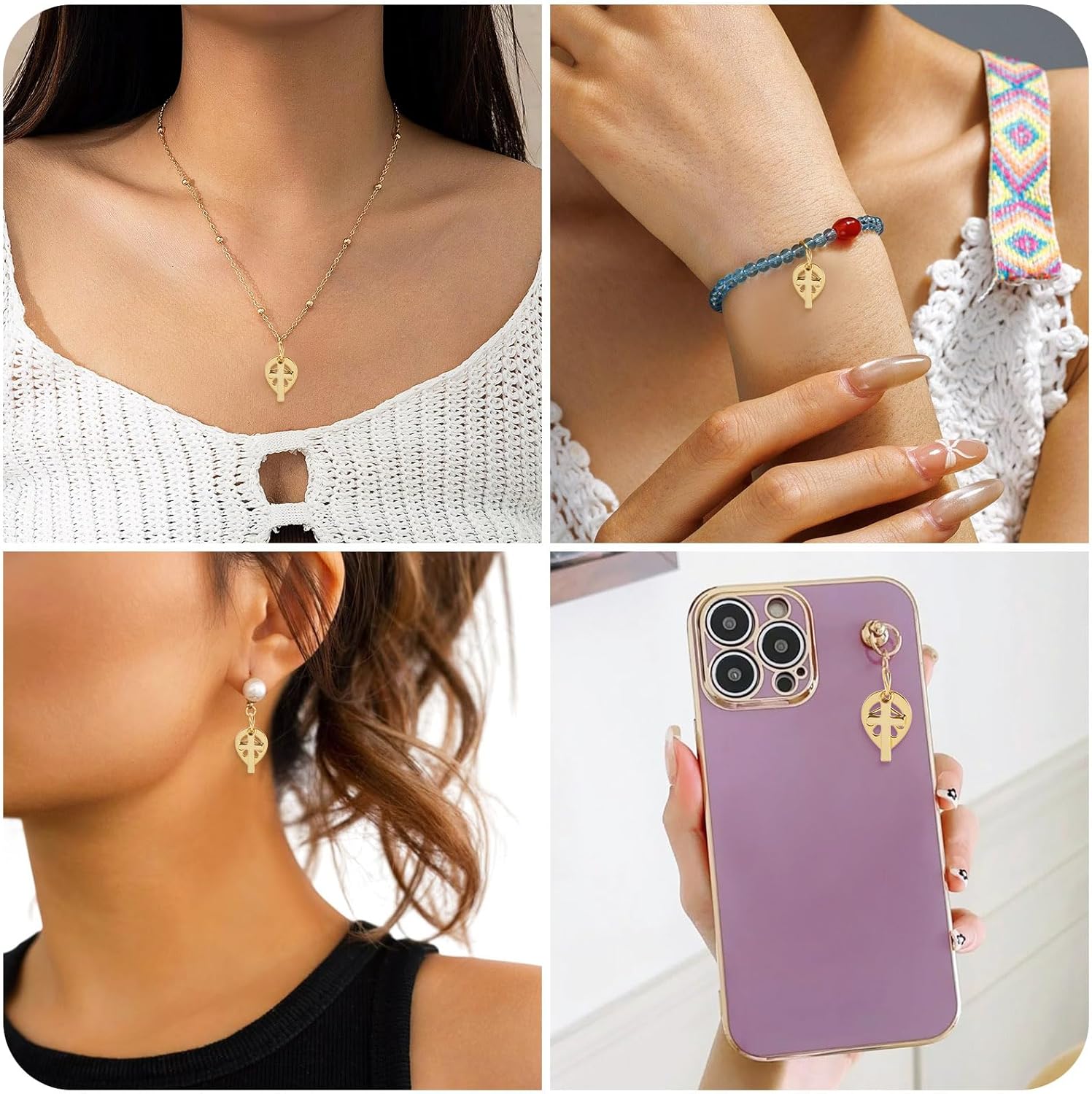 FASHEWELRY 10Pcs 18K Gold Plated Cross Charms Cute Golden Christian Crucifix with Leaf Dangle Charms Small Brass Pendants with Jump Rings for Permant Bracelets Necklace Earring Jewelry Making - Image 5