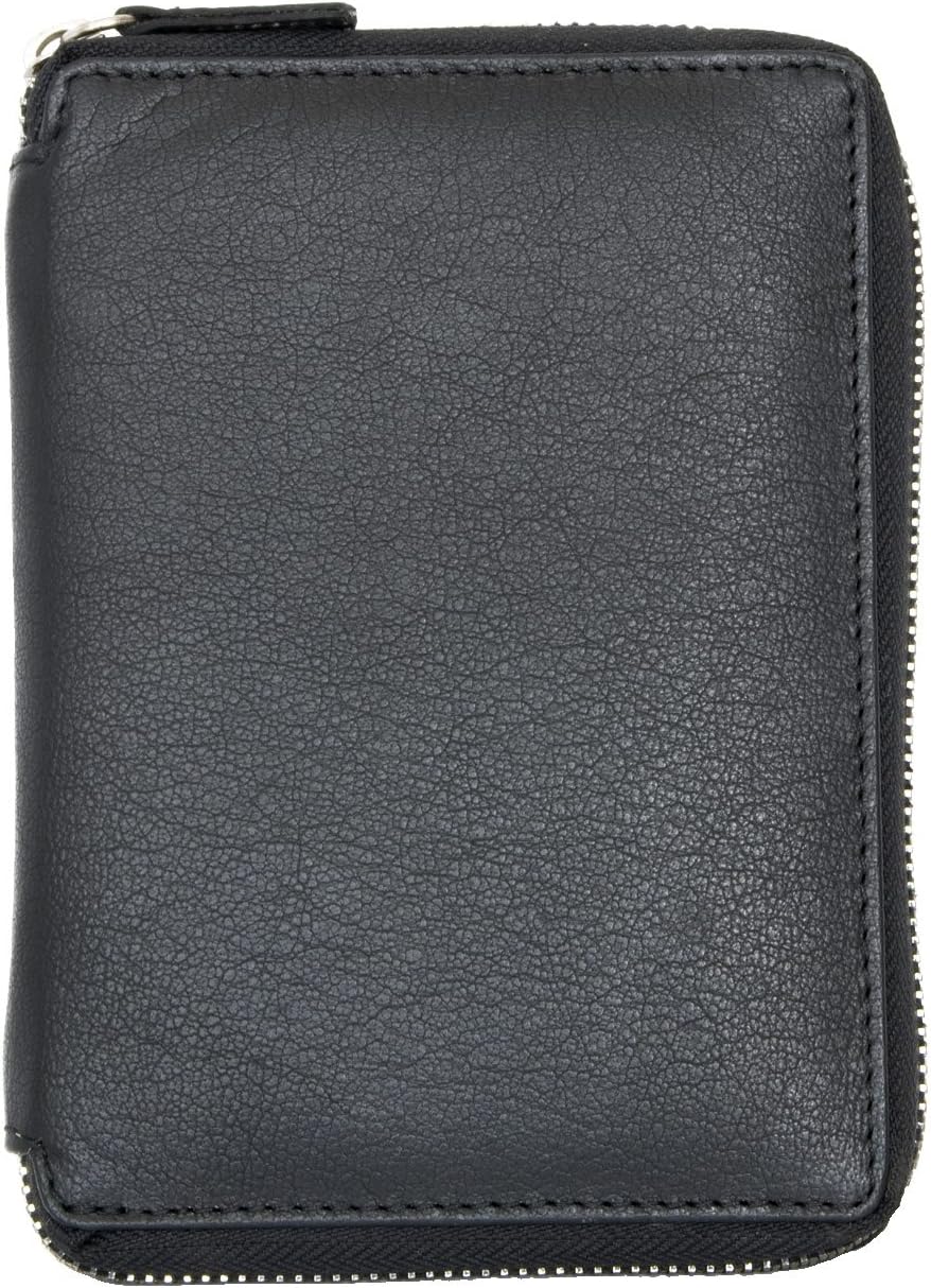Large Soft Genuine Leather Metal Zip-around Passport Holder, Travel Case