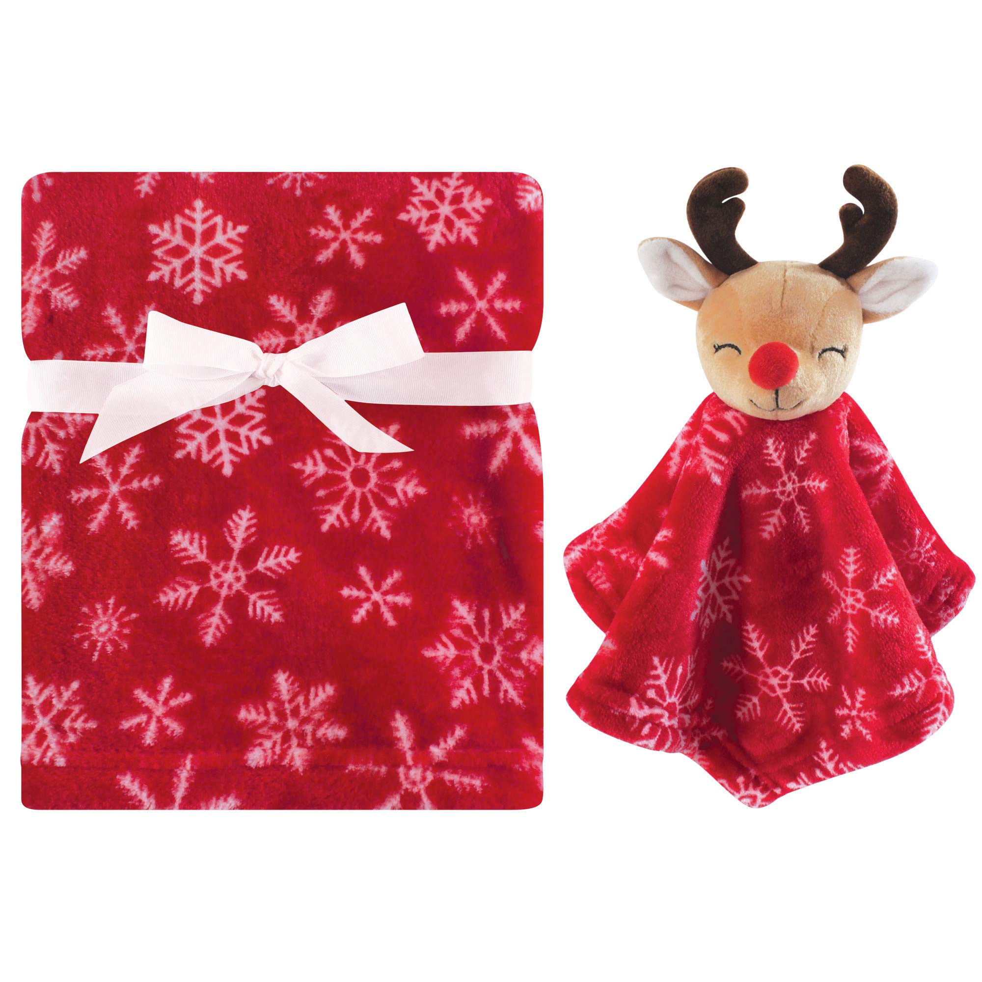 Hudson Baby Unisex Baby Plush Blanket with Security Blanket, Reindeer, One Size