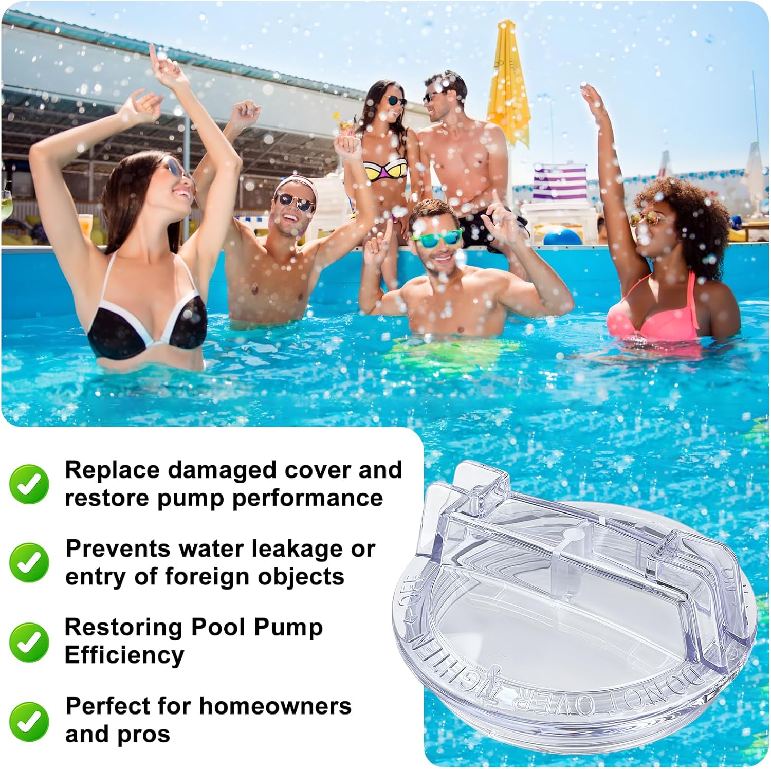 Replacement C3-185P Trap Cover for Sta-Rite Max-E-Glas II, Dura-Glas II, Dyna-Glas & Dyna-Max Pool and Spa Pumps, Clear Lid with Superior Seal Inground Pump Replacement Part