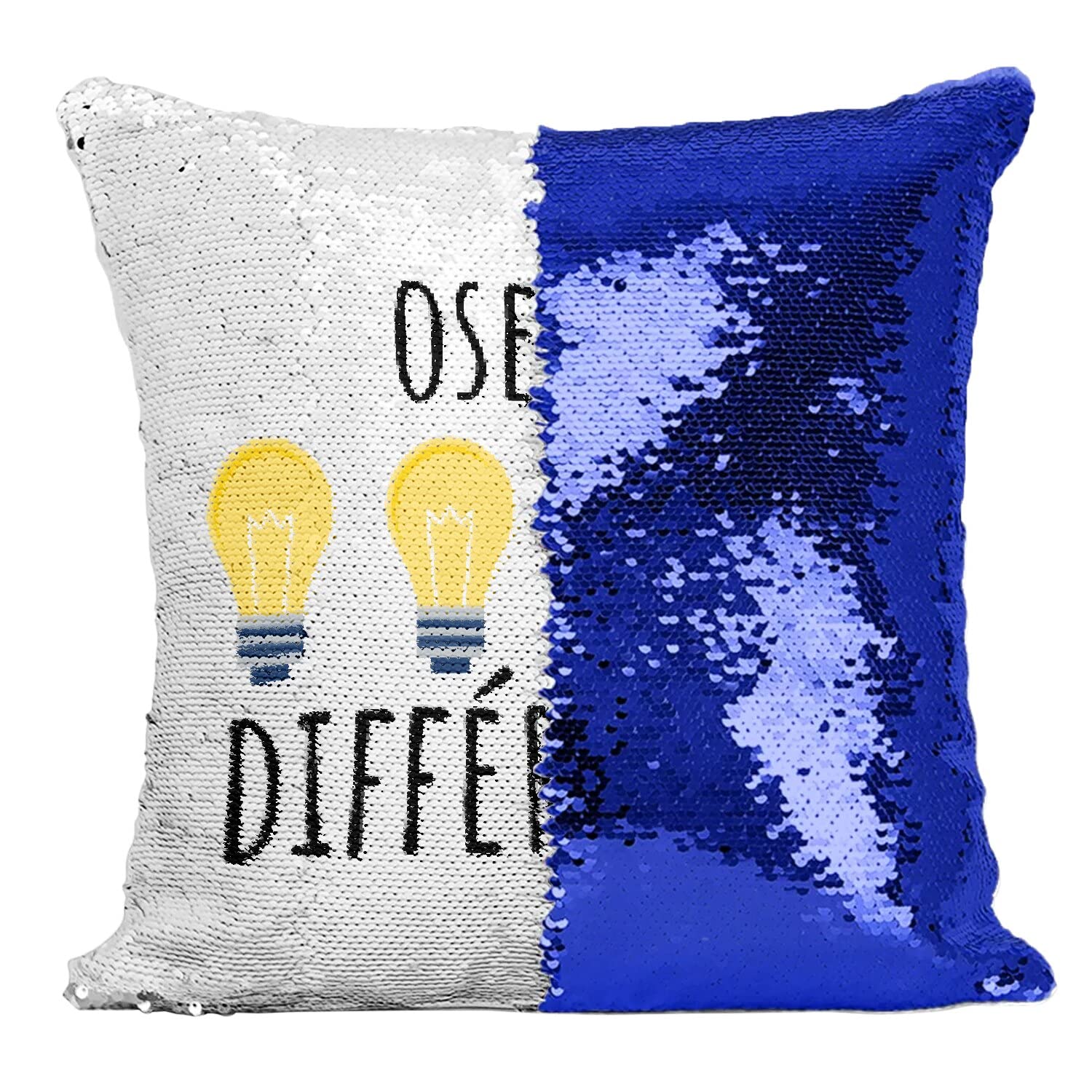 Coussin Sequin Paillettes Bleu Cadeau LGBT Gay Lesbien Trans