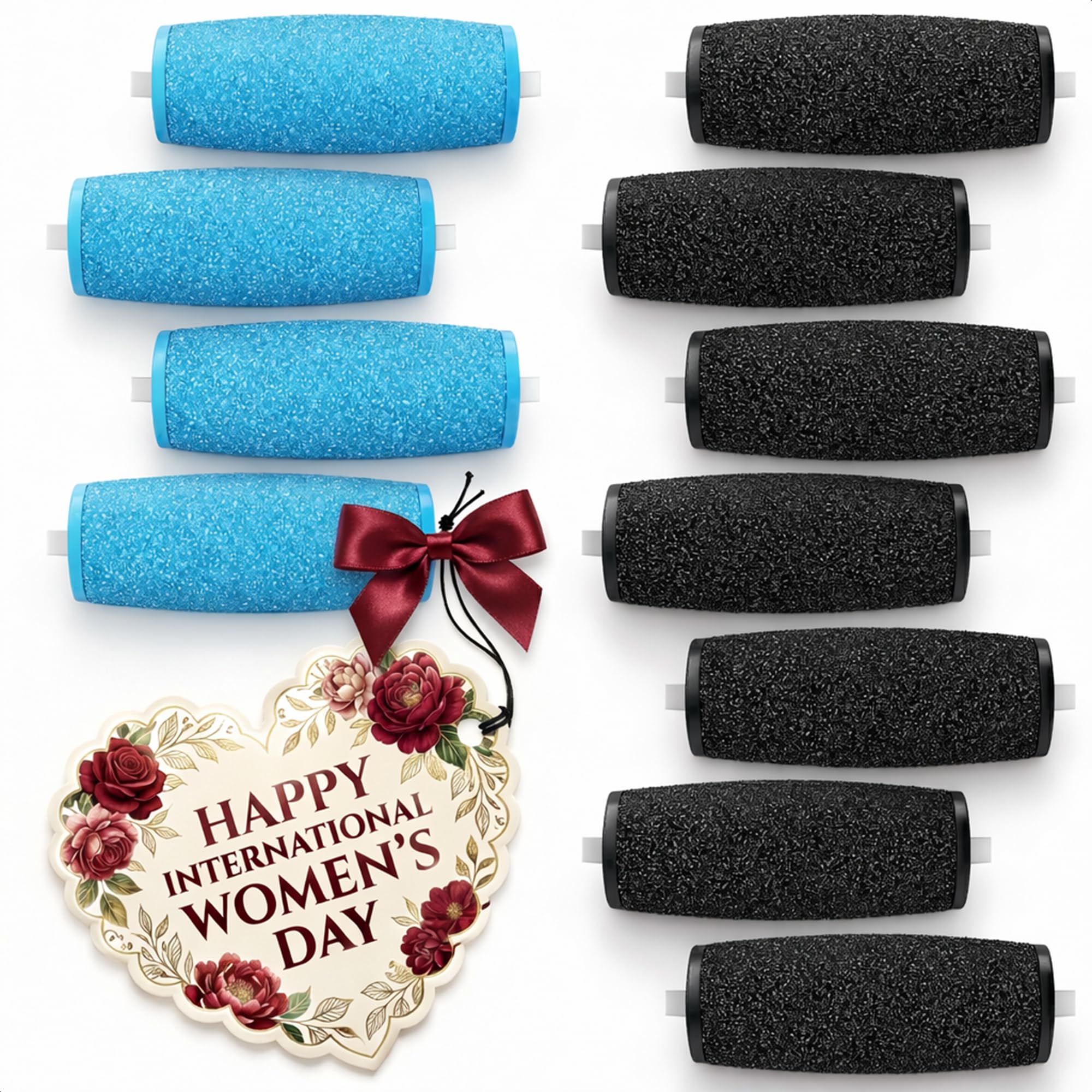 11 Pcs Replacement Rollers for Electric Foot Callus Remover Tool - 7 Extra Coarse & 4 Regular Coarse Refill Heads (1.92 x 0.65 Inches), Micro-Diamond Crystals - Compatible with Amope Pedi Perfect Pro