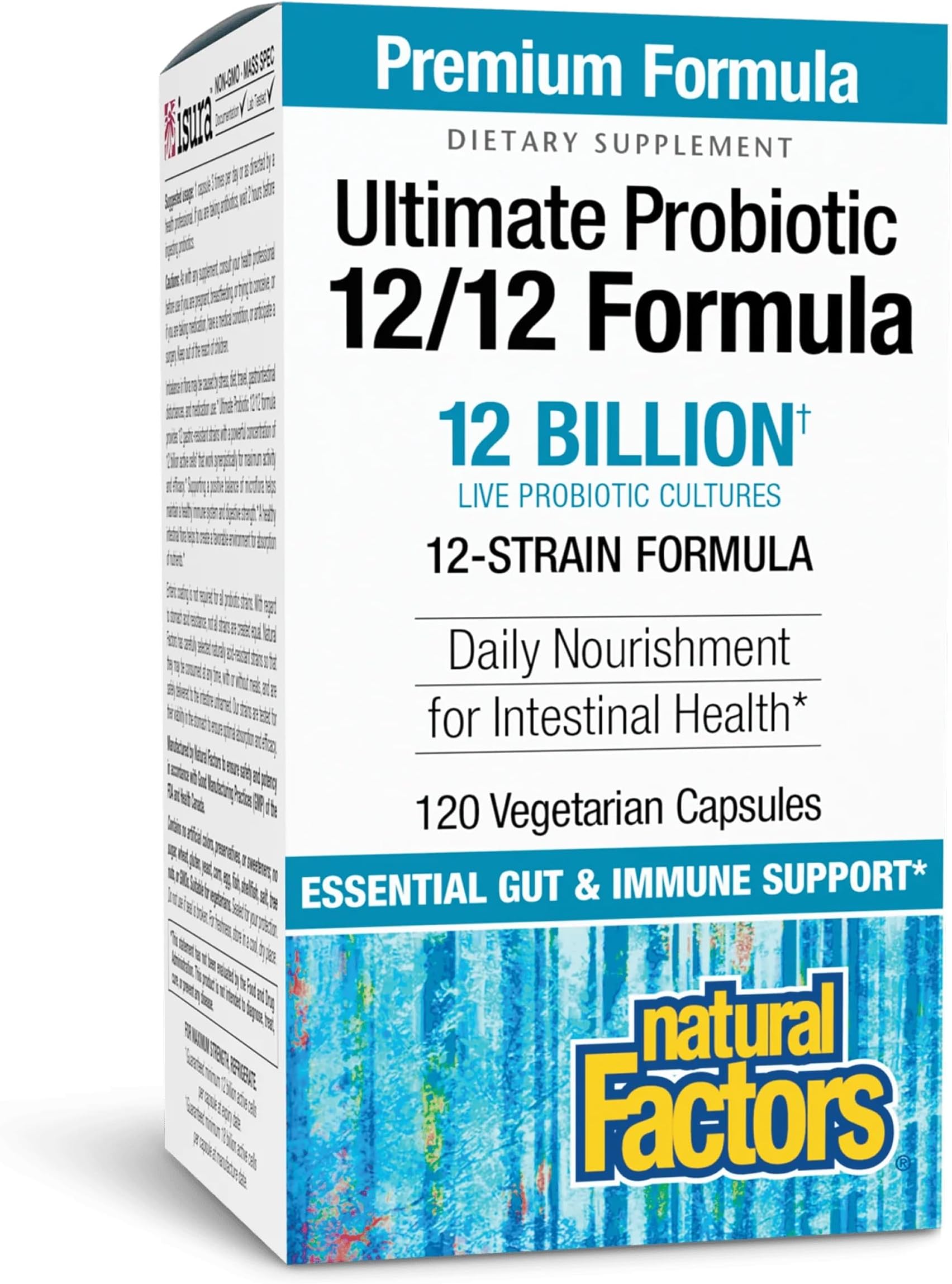 Ultimate Probiotic 12/12 Formula, 12 Billion, 120 Veg Caps | Daily Probiotic Supplement with 12 Strains to Support Digestive Health, Microbiome Balance, Gut Flora & Immune Health*