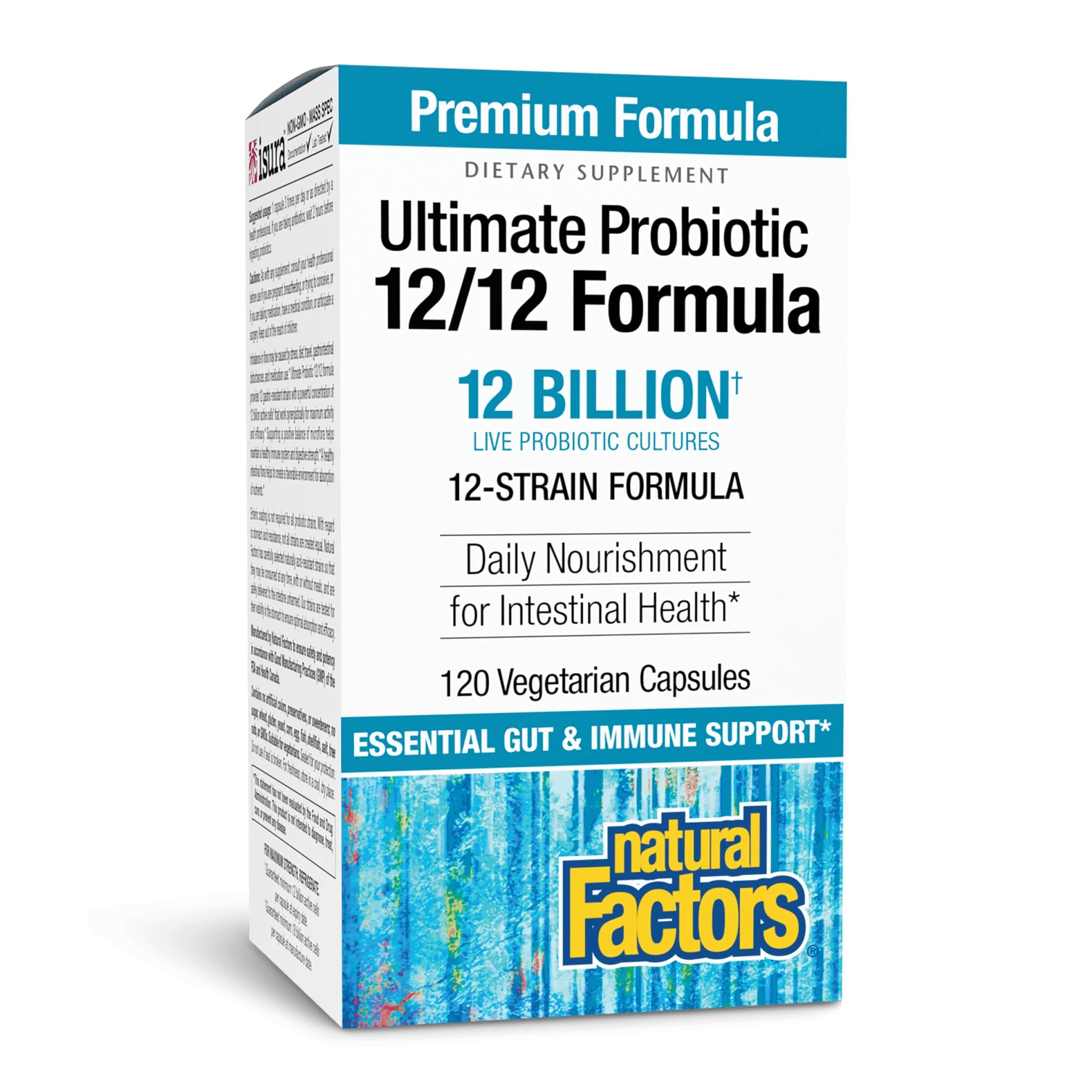 Natural Factors Ultimate Probiotic 12/12 Formula, 12 Billion, 120 Veg Caps 120 Count (Pack of 1)