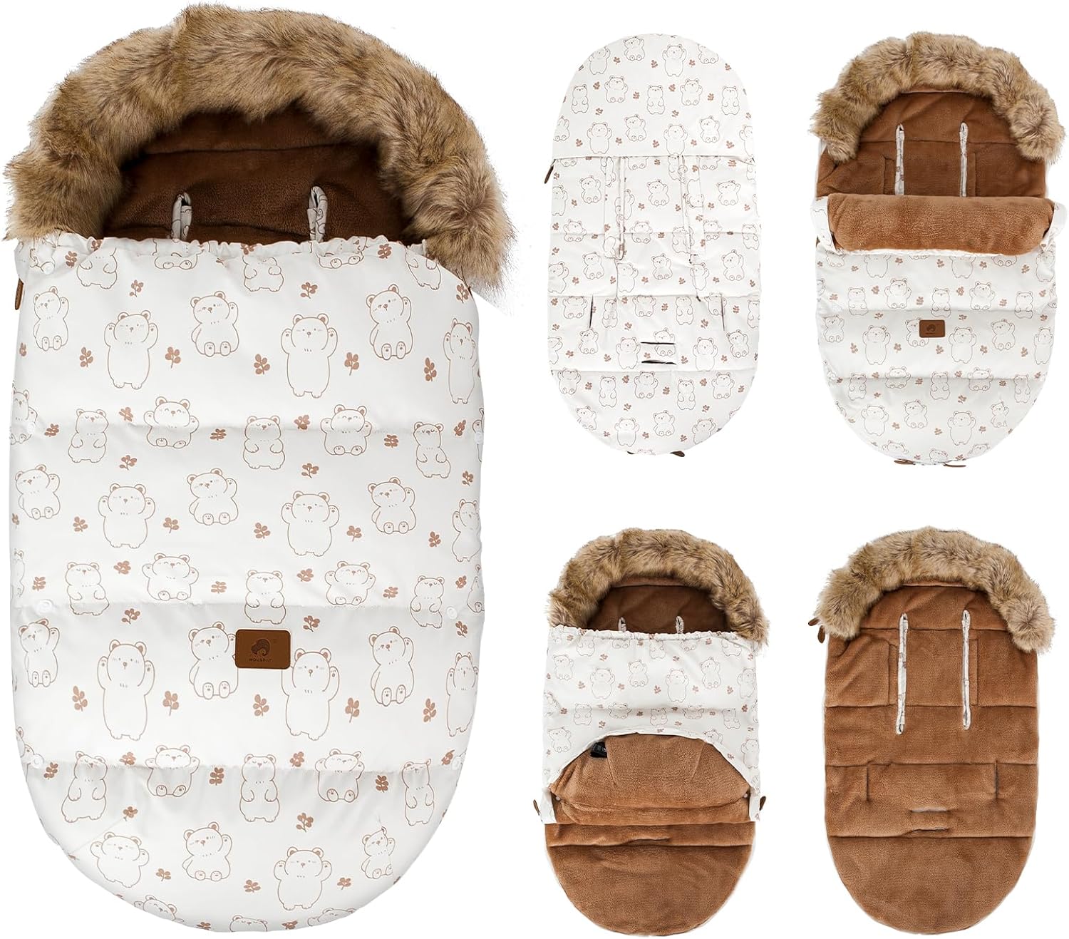 HOUSBAY Baby Stroller Bunting Bags Stroller Footmuff Universal Sleeping Bag Winter Outdoor Hooded Bunting Bag Windproof and Water-Resistant Suitable Below 5 ℃