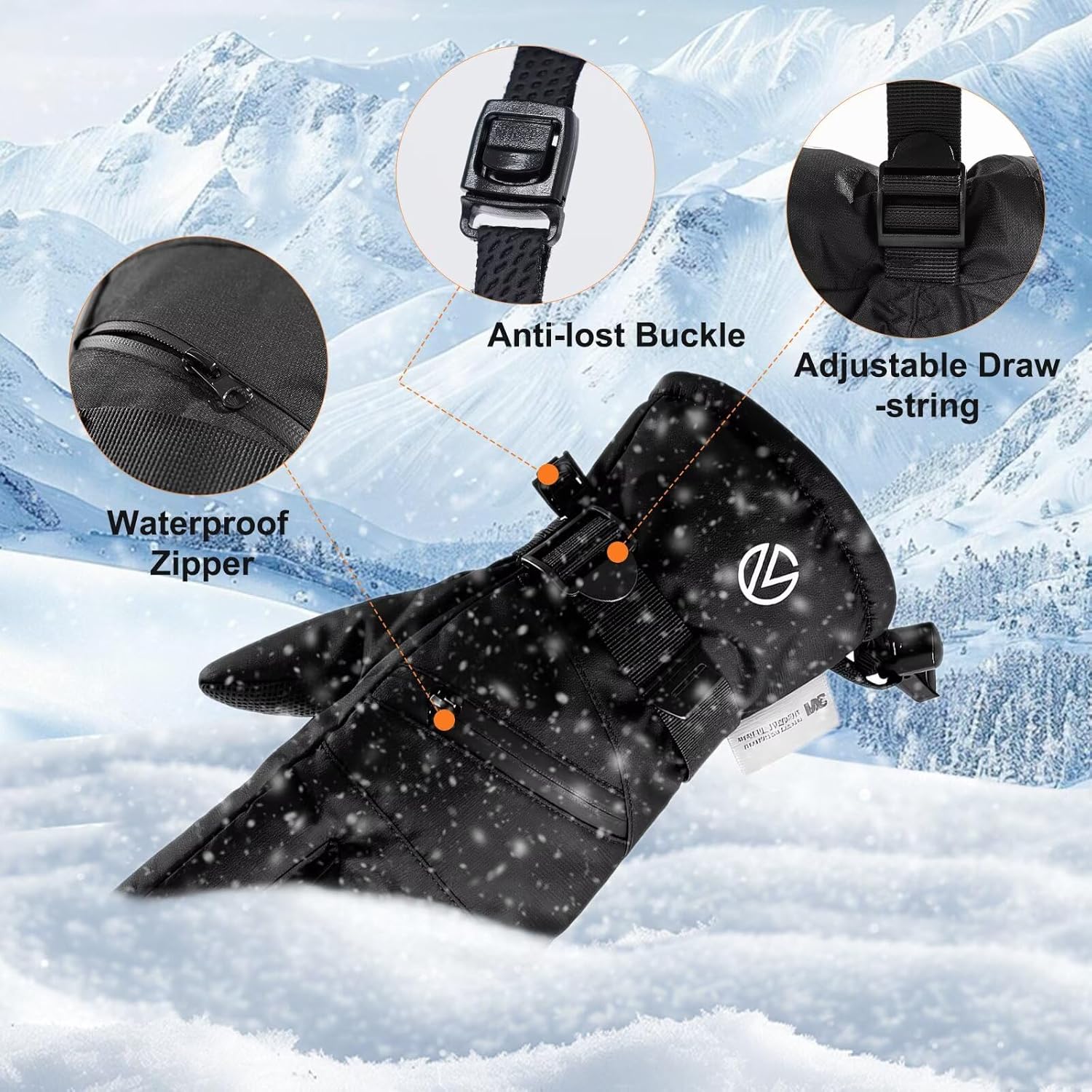 Winter Thermal Gloves for Men Waterproof Ski Warm Gloves Windproof Cold Weather with Touchscreen for Running Cycling - Image 7