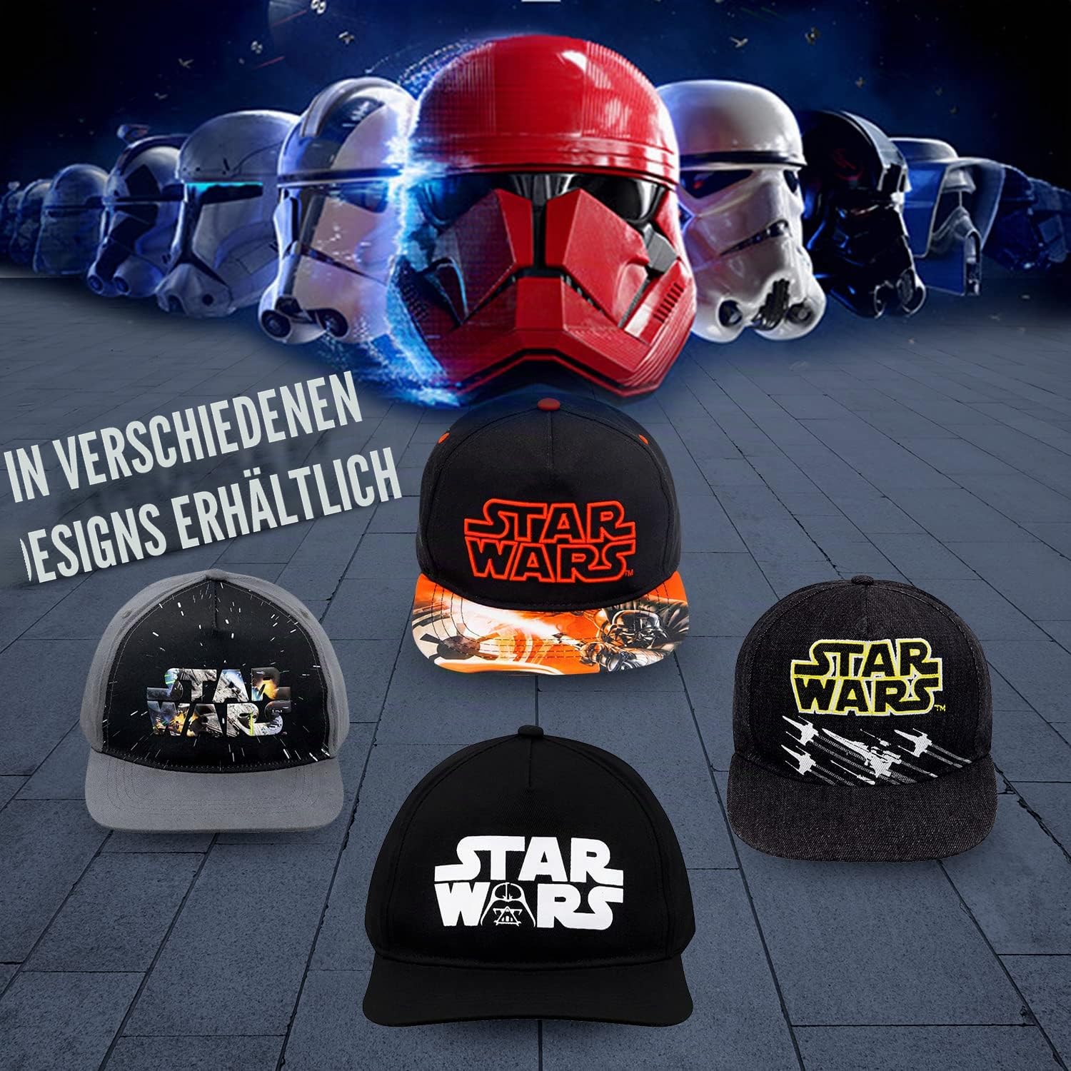 Star Wars Baseballkappe, klassisch, gesticktes Logo, flache Krempe, Jungen, Jugend