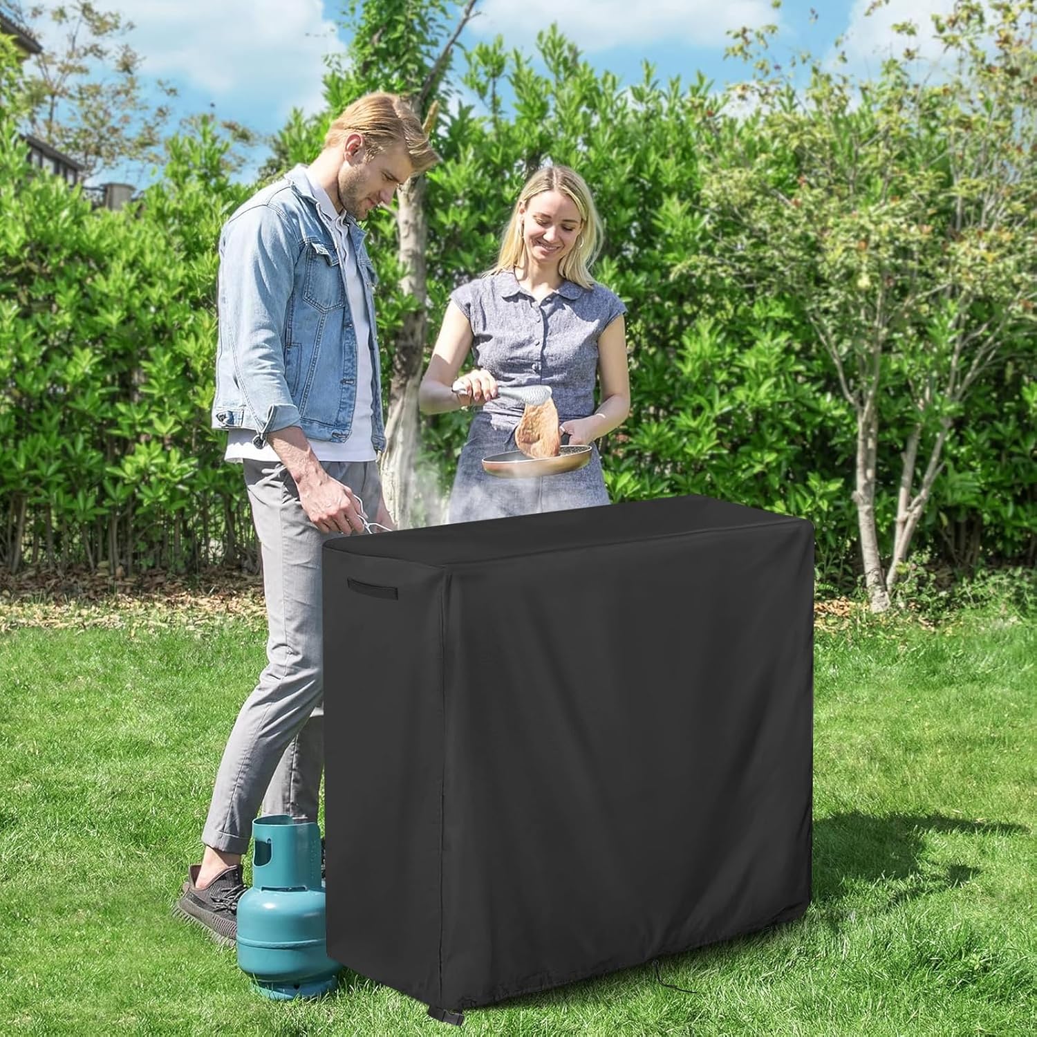 Outdoor Camping Stove Cover Fit for Goplus / for BESTFIRE 3 Burner Propane Gas Cooker, Waterproof Propane Burner Stove Cover, for Camp Paito RV -(35x19x30 inch)