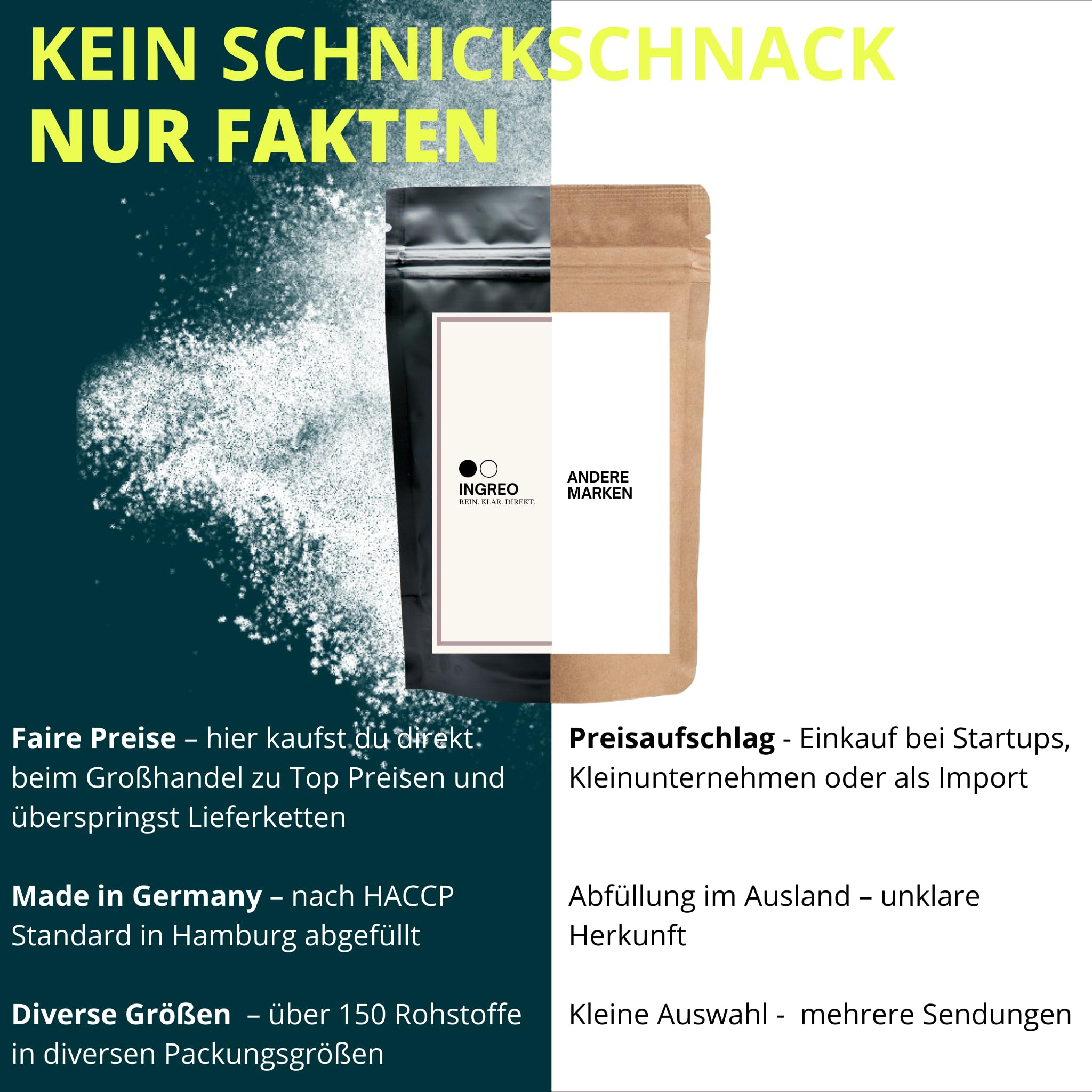 25 kg | Apfelsäure Pulver E296 | Malic Acid | Säuerungsmittel Lebensmittel | 40–100 Mesh | Getränke Süßwaren | Rohstoff | INGREO
