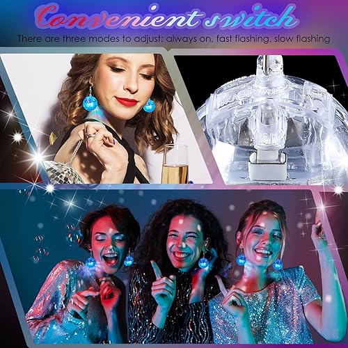 Vista 11 de Henoyso Aretes de bola de discoteca iluminados, joyería LED de luz de Navidad para mujeres y niñas, regalos de fiesta de discoteca de Navidad