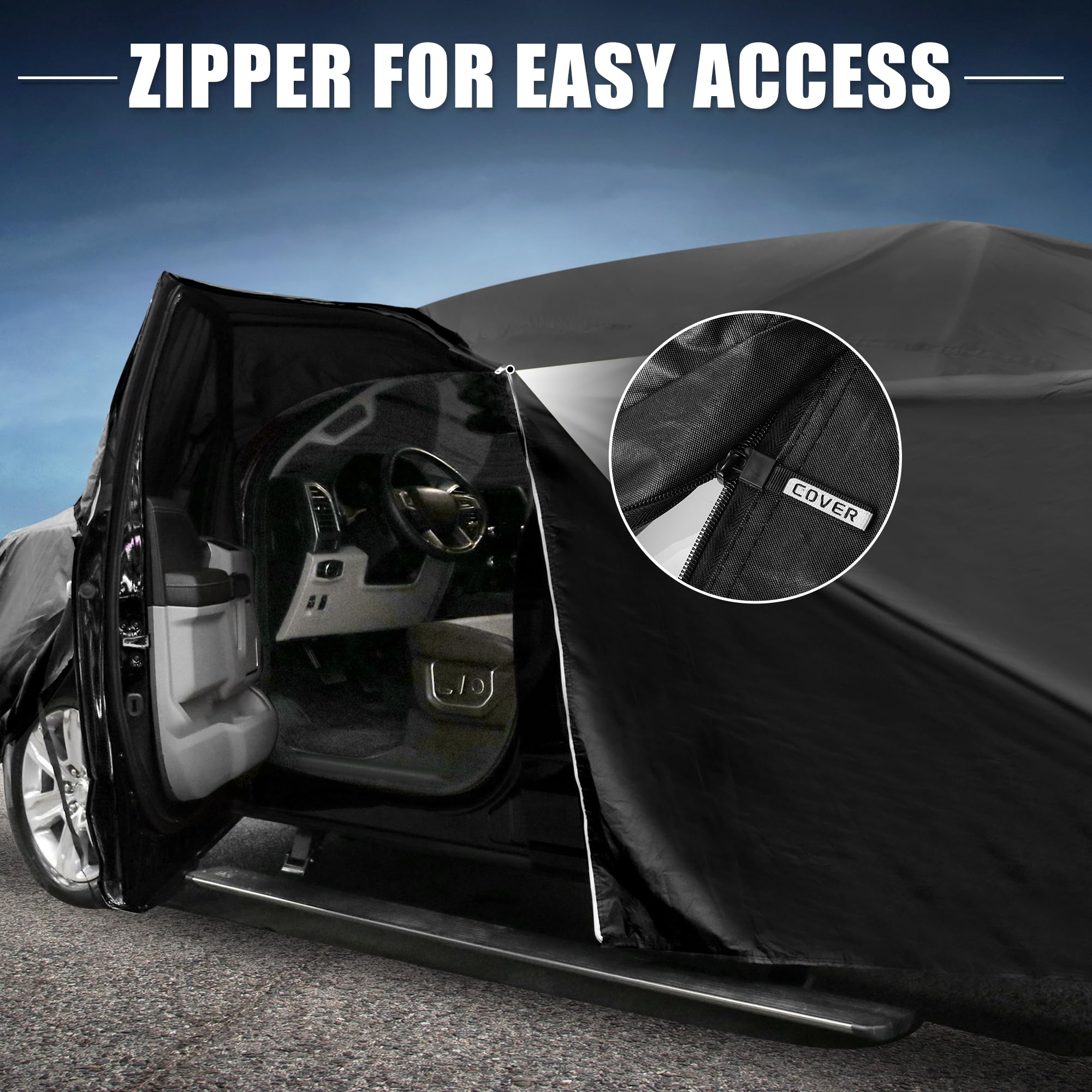 X AUTOHAUX Pokrowiec samochodowy do Jeep Wrangler 2DR 2007-2017 folia aluminiowa zewnętrzna wodoodporna ochrona przed słońcem deszczem śniegiem gradem z zamkiem błyskawicznym drzwi kierowcy