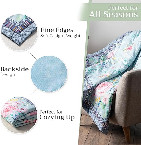 Miniatura 5 de Maison d' Hermine Manta Decorativa para Sofá Ligera Suave Cálida Transpirable de Algodón Mantas para Cama Niñas Niños Mujeres Hombres Regalos Sofá