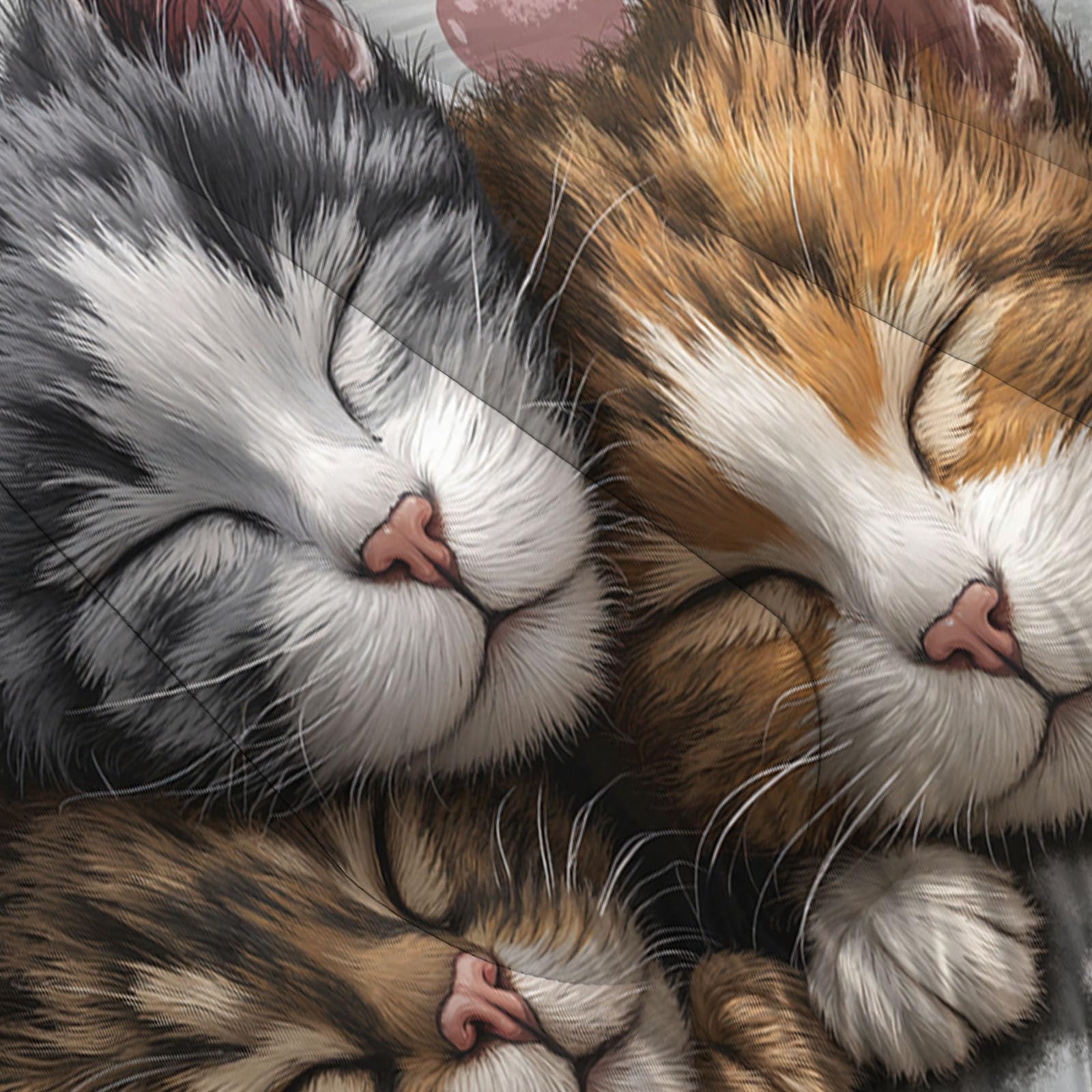 Trapunta Letto Singolo 4 Stagioni Piumone per Bambini, Cartone Animato Tre Gatti Leggero Carini Animali Set di Biancheria da Letto 140x200cm con 1 Federe,Piumino Lavabile In Lavatrice
