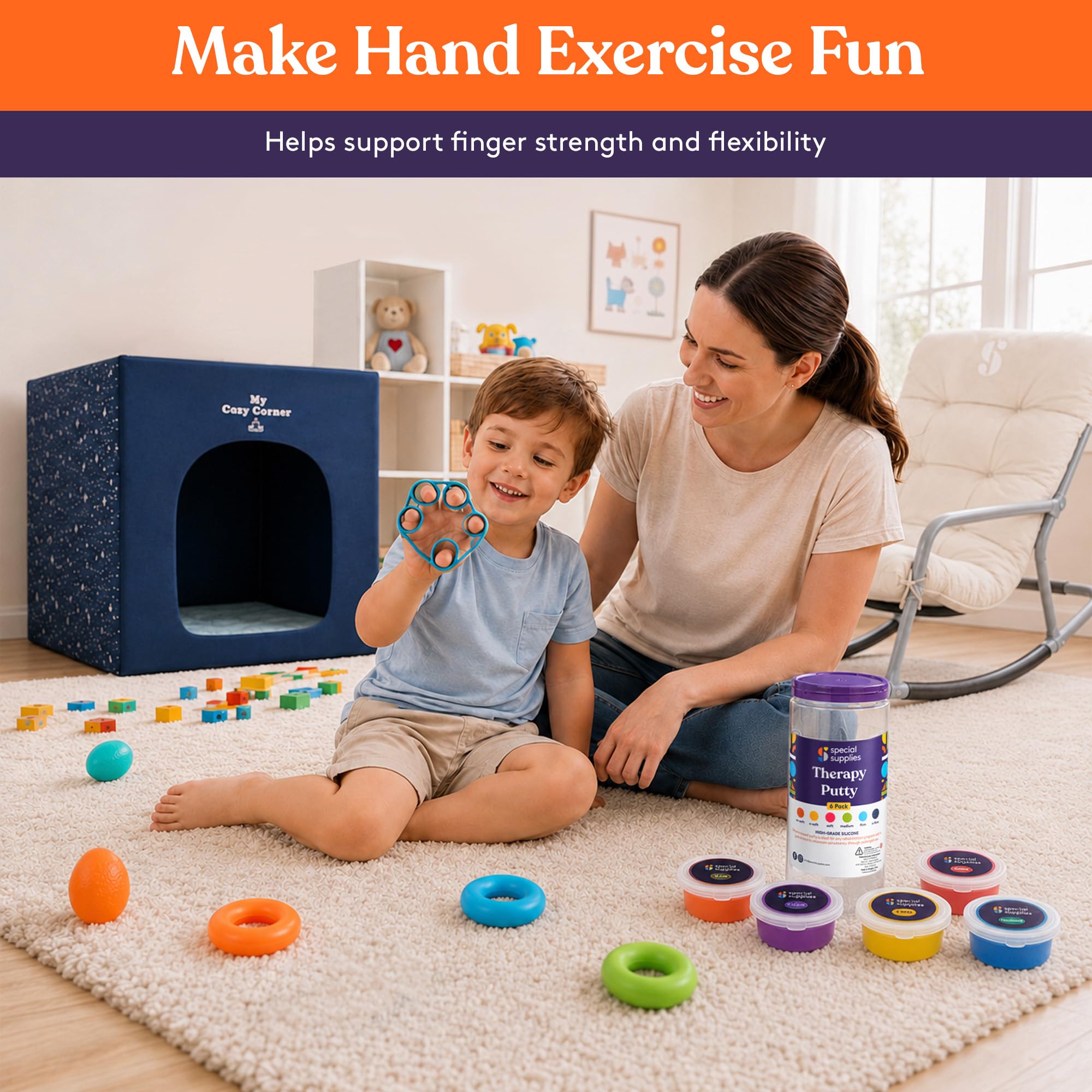 Special Supplies Physical Hand Therapy Putty Kit, Finger Exercisers, Hand Strengtheners, 15 Set Grip Strength,Dexterity, Mobility, Injury Stress Relief — Amazon image 2