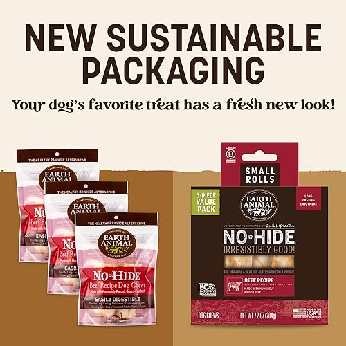 Miniatura 2 de EARTH ANIMAL No Hide - Masticables para perros pequeños con sabor a carne de res natural sin cuero crudo, masticables de larga duración  Golosinas