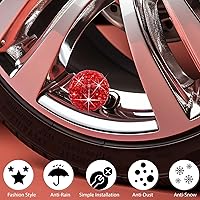 Vista 5 de 4 piezas de tapas de vástago de válvula de neumático con cristal brillante de diamante, tapas de válvula de neumático de rueda de coche con brillo