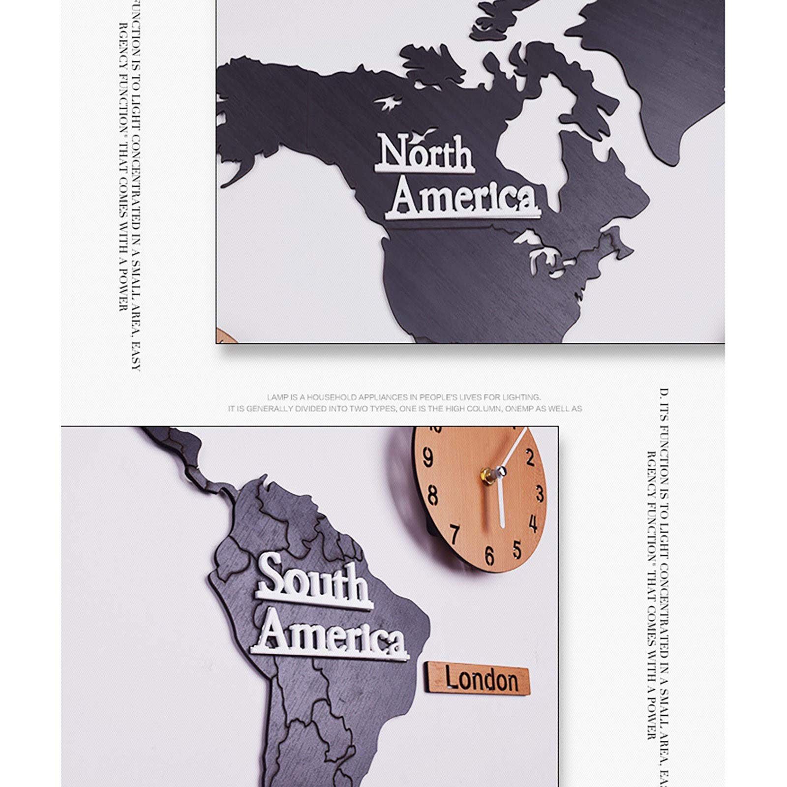 Timezone Map World Wall Clock, 3D DIY International World Wall Map Time Zone World Time Clock
