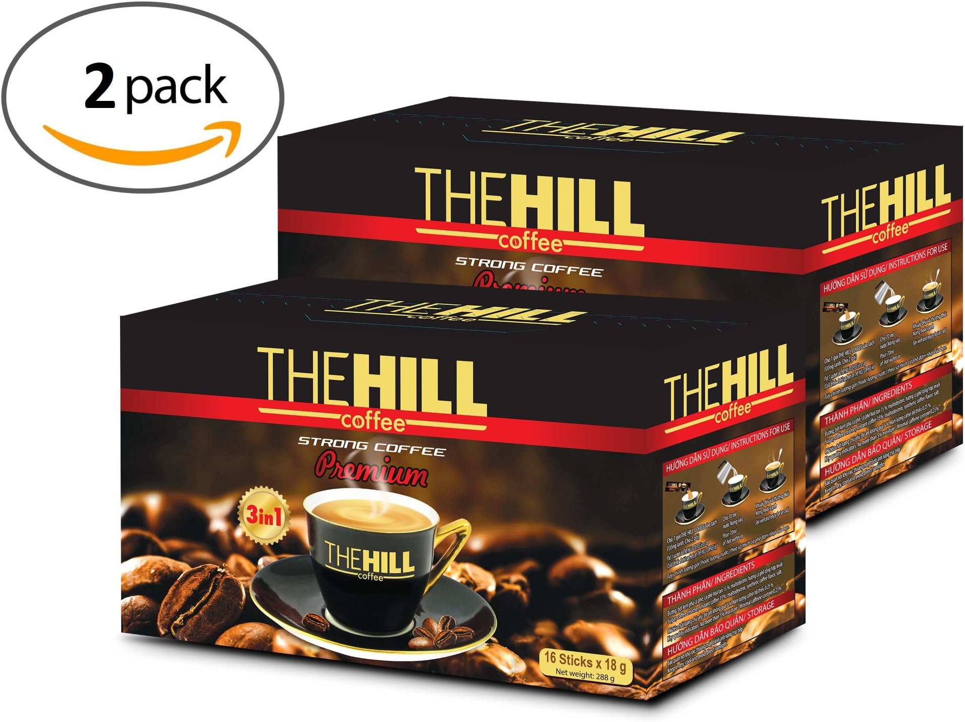 The Hill Strong 3 in 1 Coffee. Best Instant Coffee Packets with Creamer and Sugar. Aromatic Vietnamese Coffee with Coffee Creamer Powder. Strong Flavor. 2 Boxes of 16 Coffee with Creamer Packets each