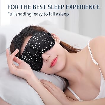 townssilk 100% Silk Sleep mask with Adjustable Strap,Comfortable and Super Soft Eye mask Ultimate Sleeping aid,blindford Silver Moon
