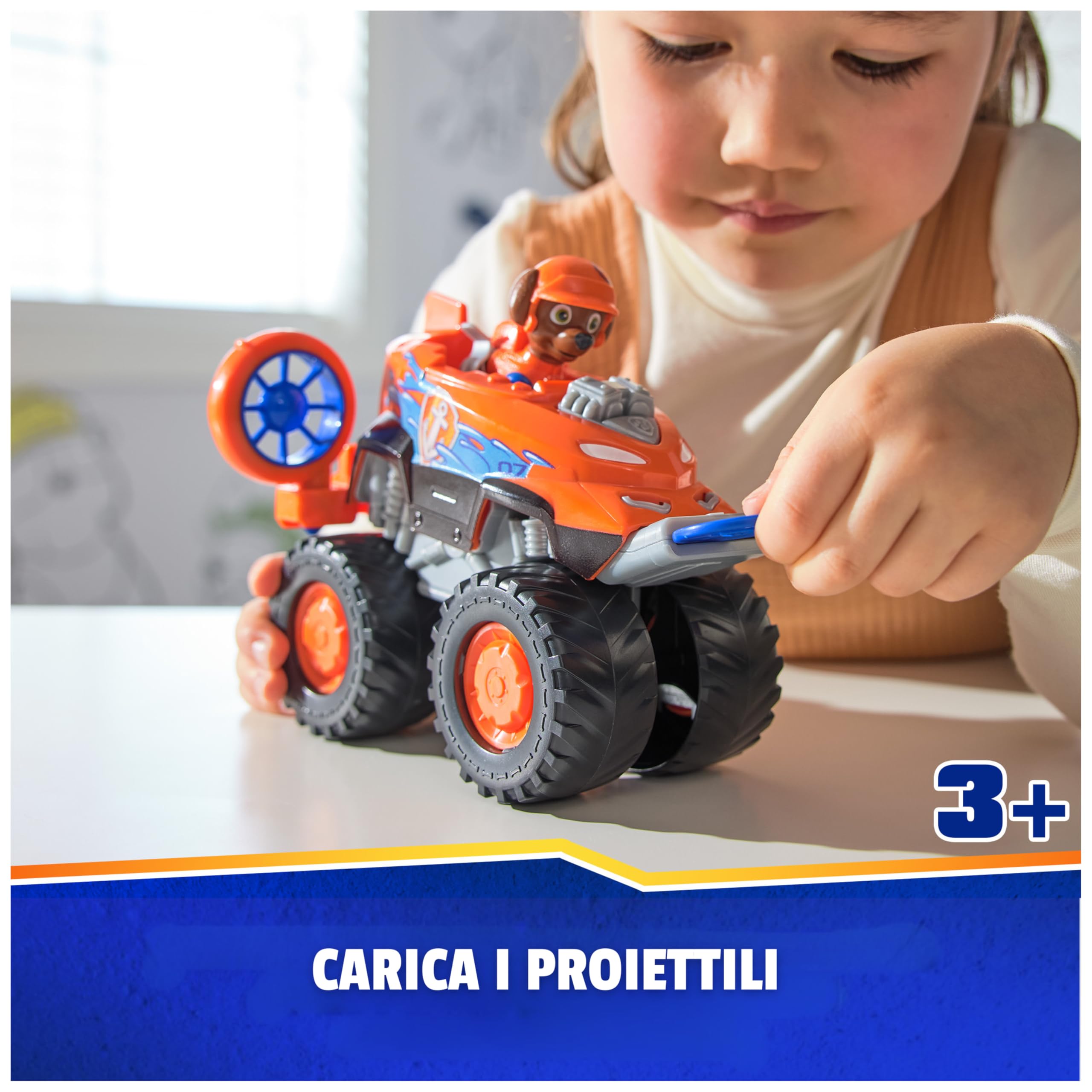Paw Patrol: Rescue Wheels, Hovercraft di Zuma, Veicolo Giocattolo con Lanciamissili e Personaggio Collezionabile, Giocattoli per Bambini e Bambine, 3+ Anni