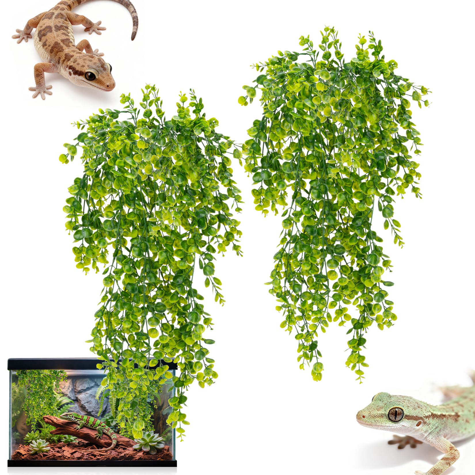 RAINFLOW 2PCS Fake Hanging Plants Reptile Habitat Vines - habitat decor | Mubboo