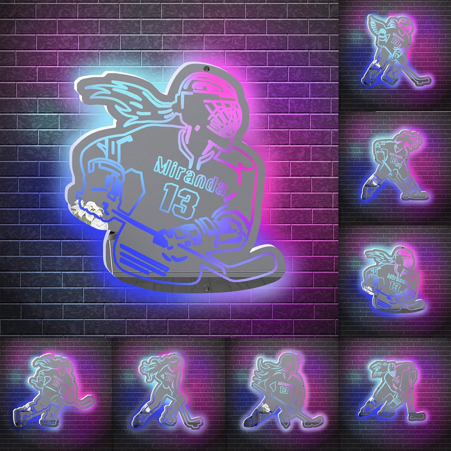 Personalized Baseball Led Mirror Light Custom Baseball Player Name Mirror Light up Sign Acrylic Baseball Mirror Wall Art Birthday Christmas Anniversary Baseball Gifts,Style 1-Baseball-3