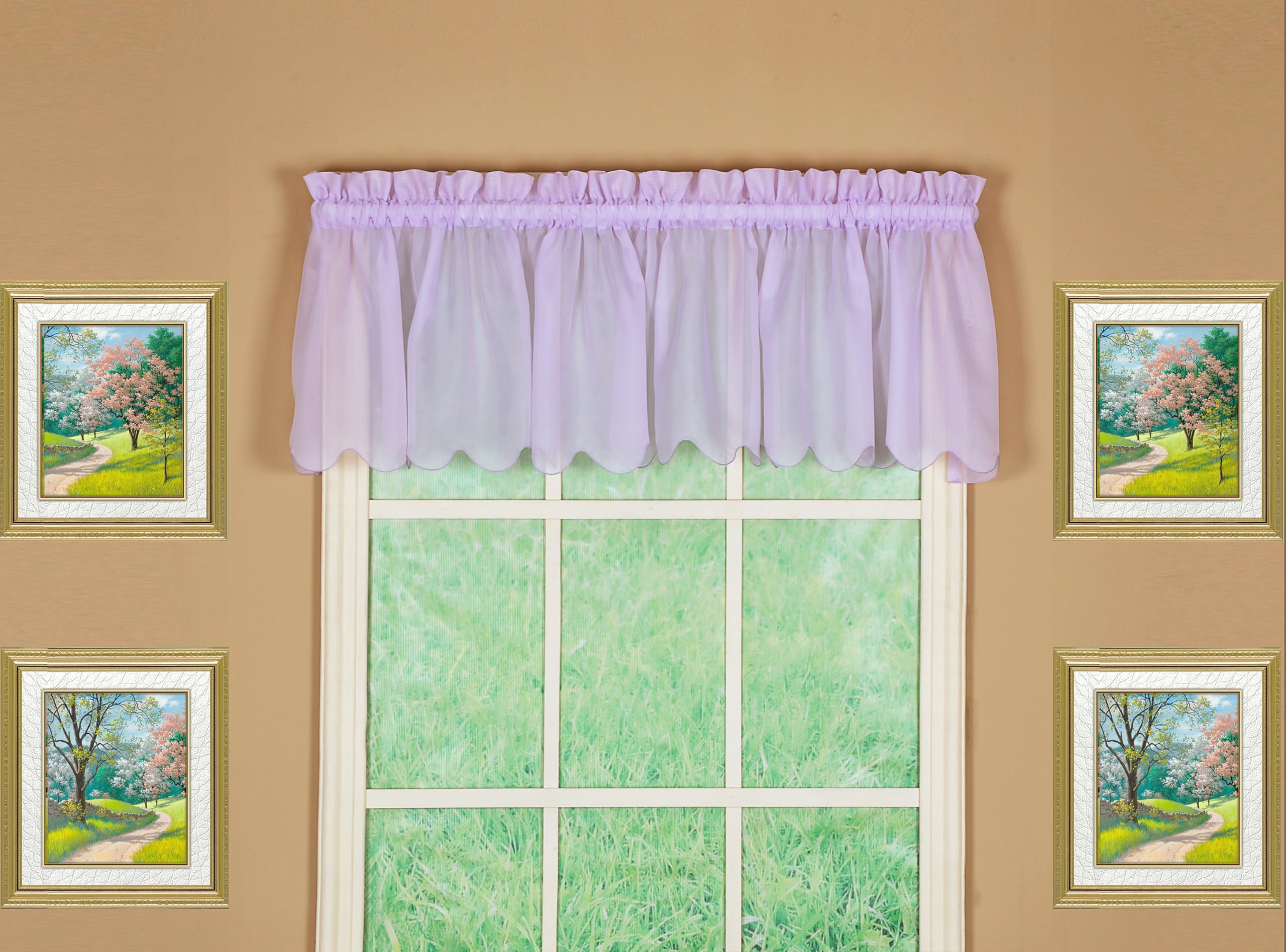 Today's Curtain Emelia Original Voile Valance 14", Lilac, 60" W x 14" L