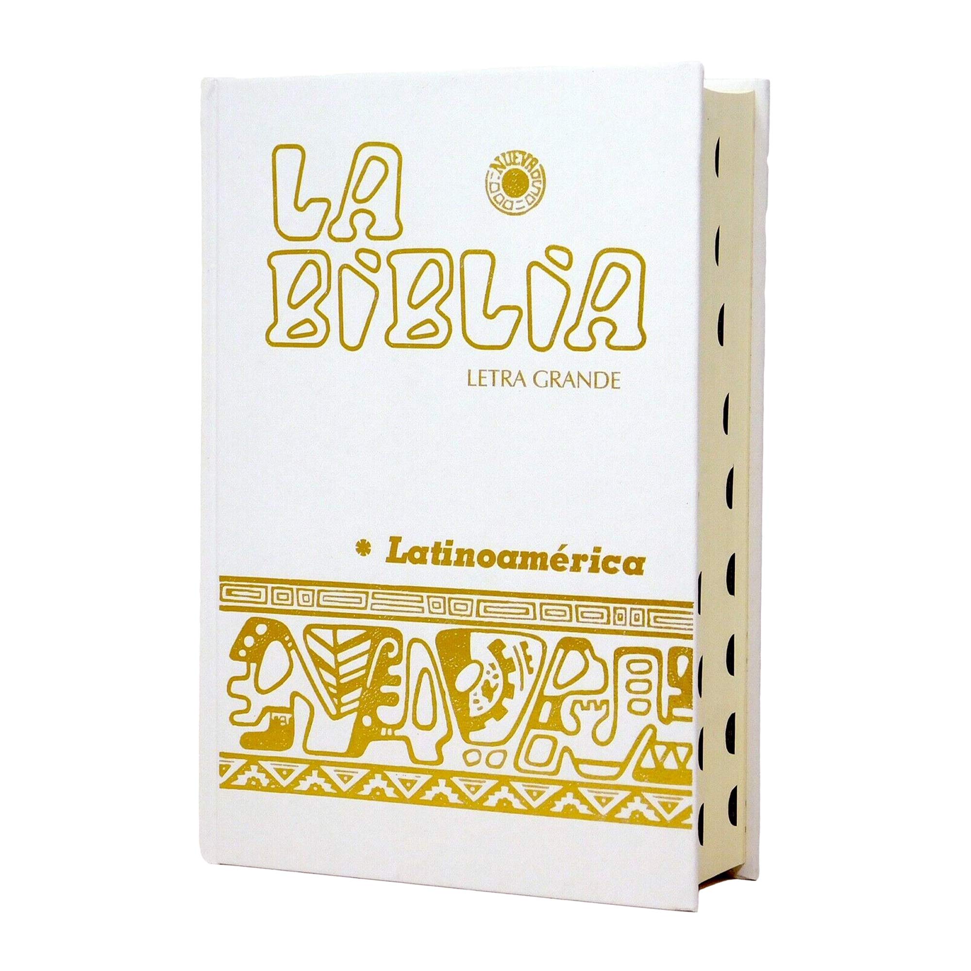 La Biblia Latinoamérica [letra grande] cartoné blanca, con uñeros (Spanish Edition)