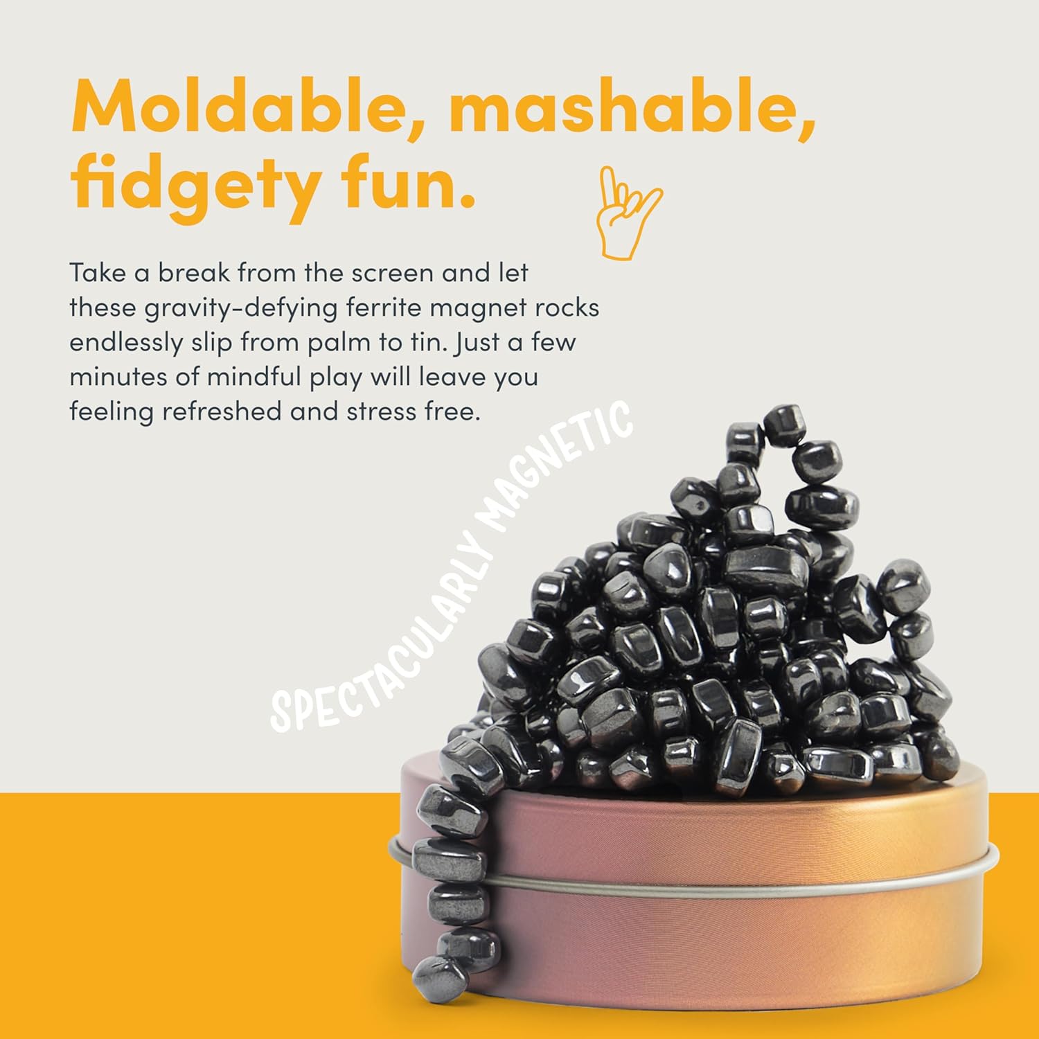 Speks Original Crags Ferrite Putty | 150+ Ferrite Stones in a Tin, Fidget Toy for Stress Relief, Sensory Desk Toy for Adults & Teens 14+ | Dandy, Small