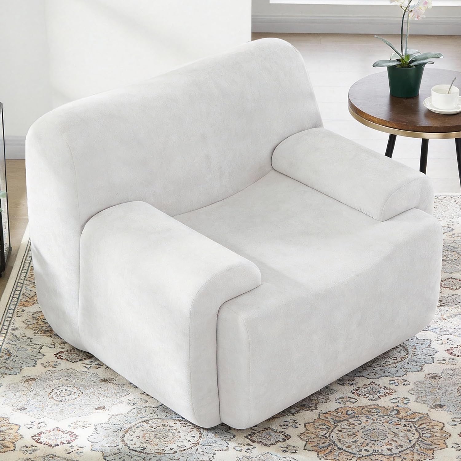 Oversized Accent Chair - 42" Boneless Chenille Single Sofa Chair for Living Room, Cloud Armchair Foam & Spring Couch for Living Room, Bedroom, Office. Reading, No Assembly