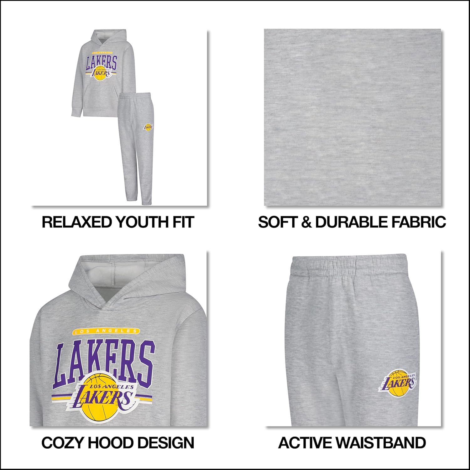 Ultra Game Youth NBA Official Super Soft Hoodie Sweatshirt and Sweatpants Joggers Set - Image 4