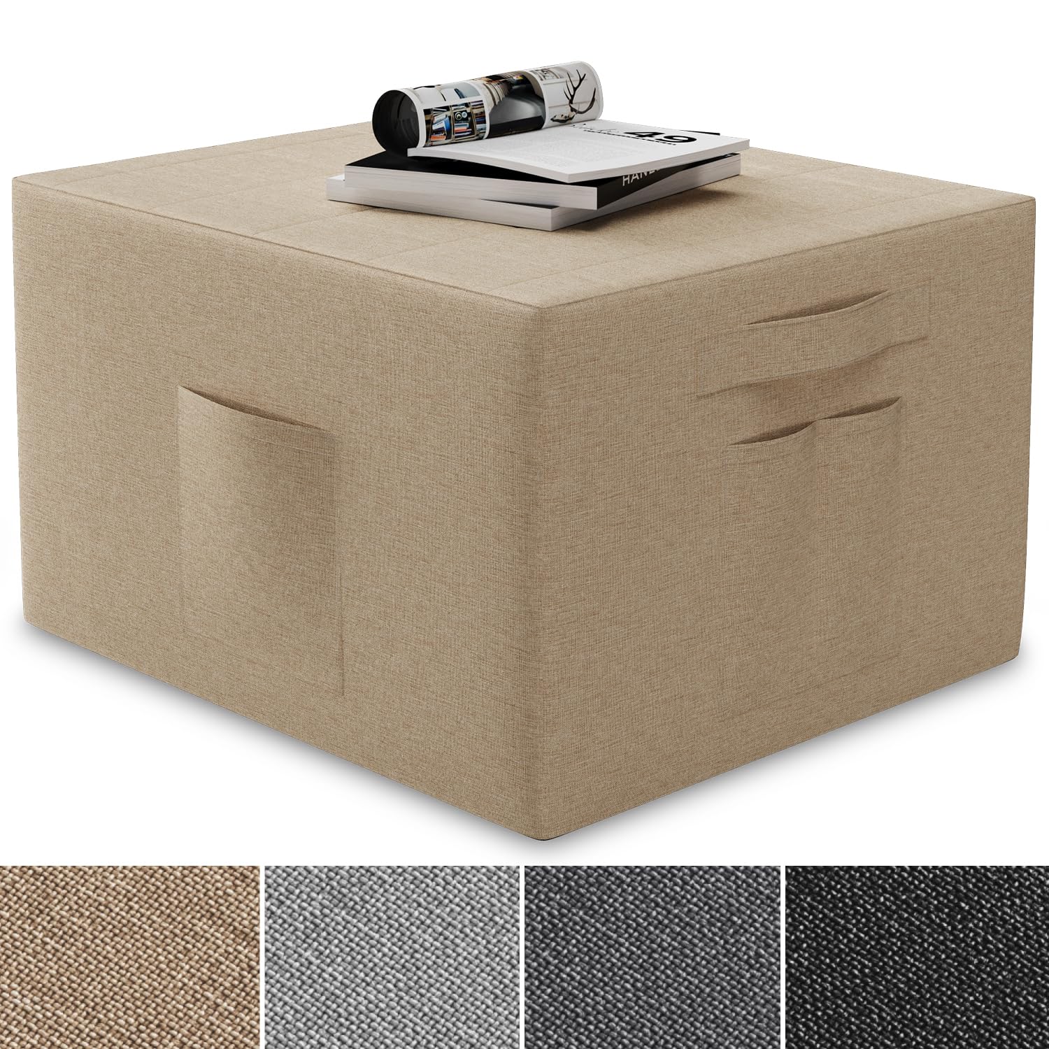 ELONEO Funda para Colchón Plegable - 90x200x15 cm, Funda Protectora con Bolsillos Laterales para Cama Plegable, Asiento y Pouf, Lavable, Diseño Moderno Crema