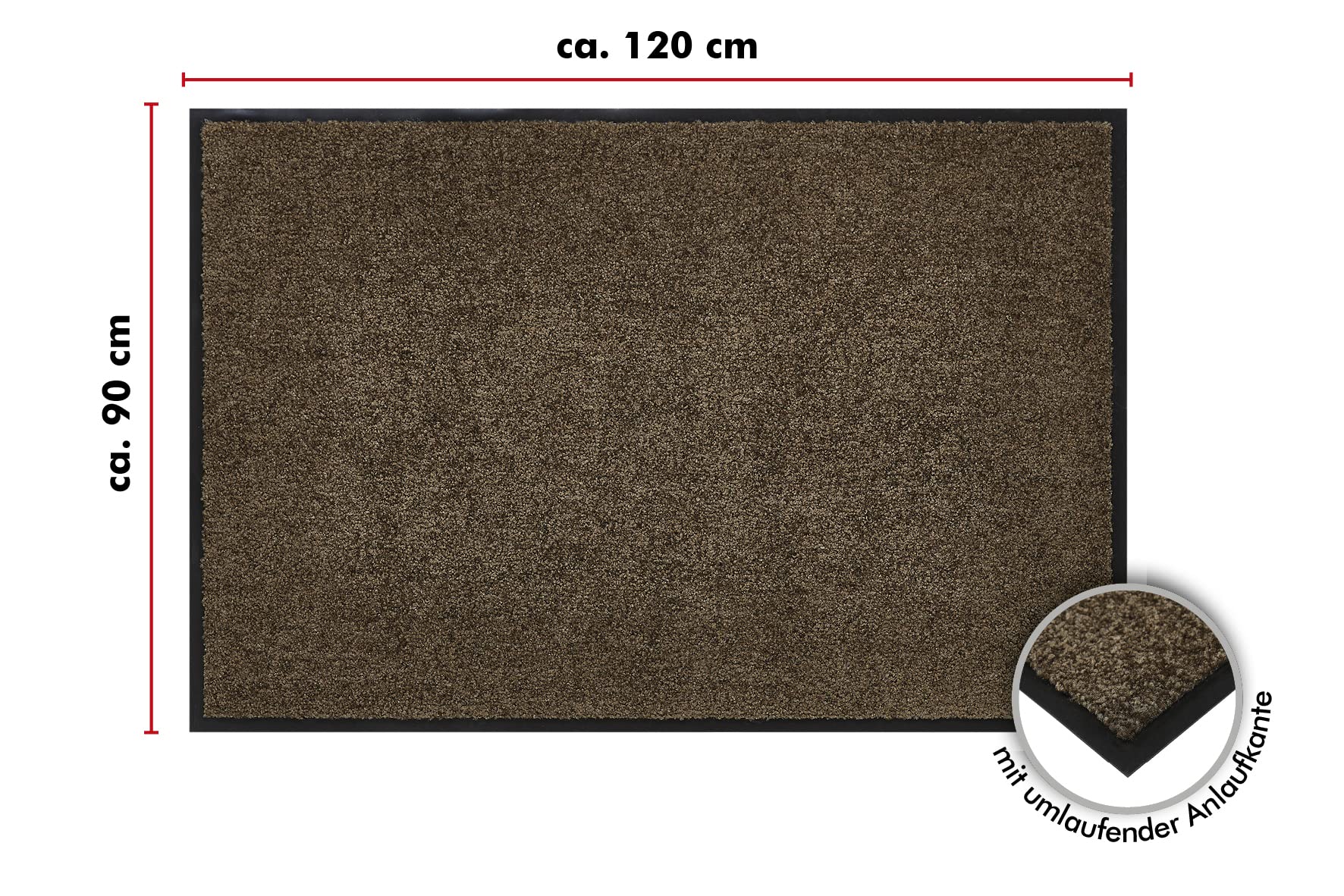 Andiamo Zerbino di Alta Qualità Wash & Clean - Resistente per Ingresso Casa - Interno o Esterno Coperto - Assorbente 90 x 120 cm Marrone