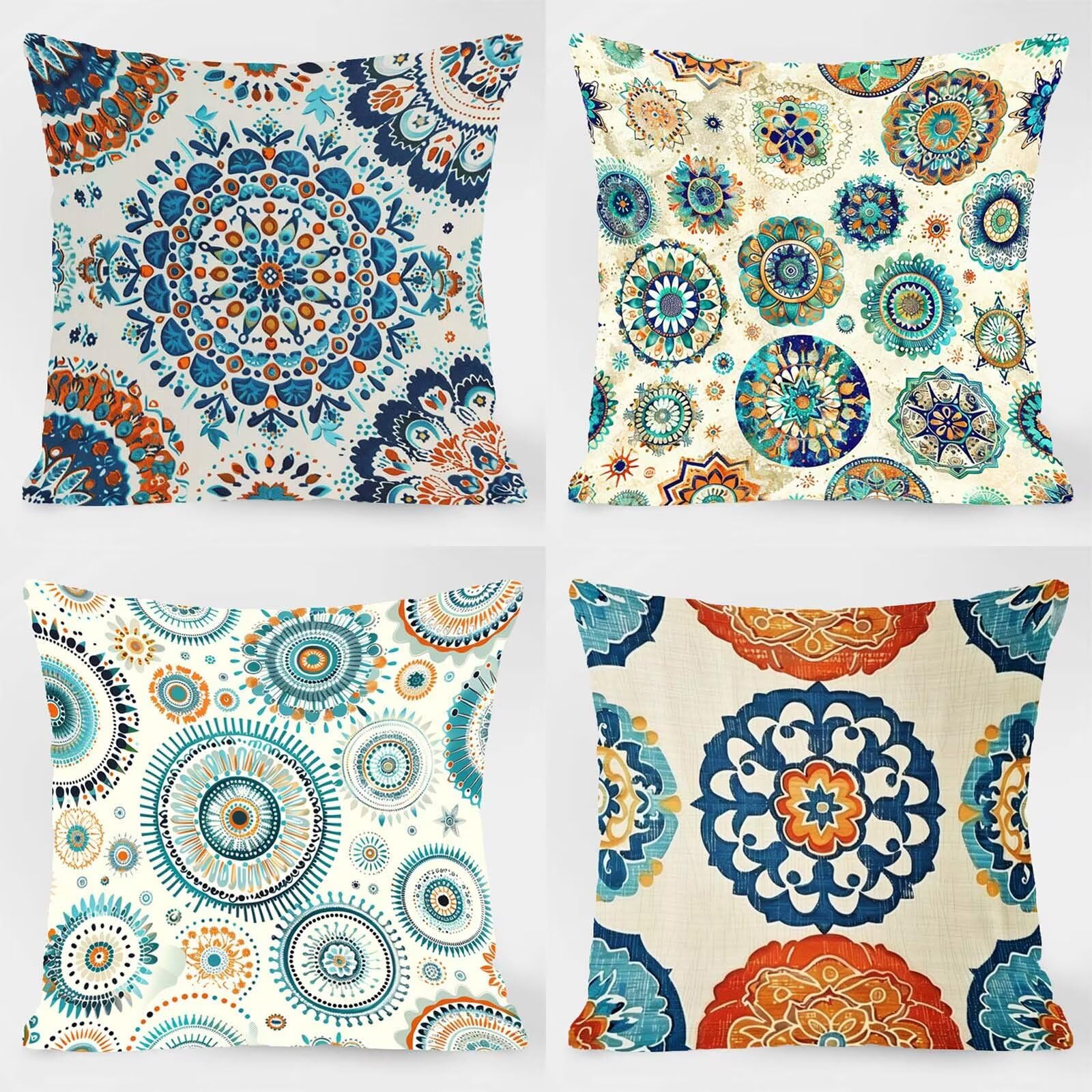 Poszewki na poduszki 61 x 61 cm, nowoczesne poduszki na zewnątrz wodoodporne kwadratowe poszewki na poduszki 4 sztuki, geometryczny dwustronny nadruk dekoracyjne poszewki na poduszki do dekoracji domu