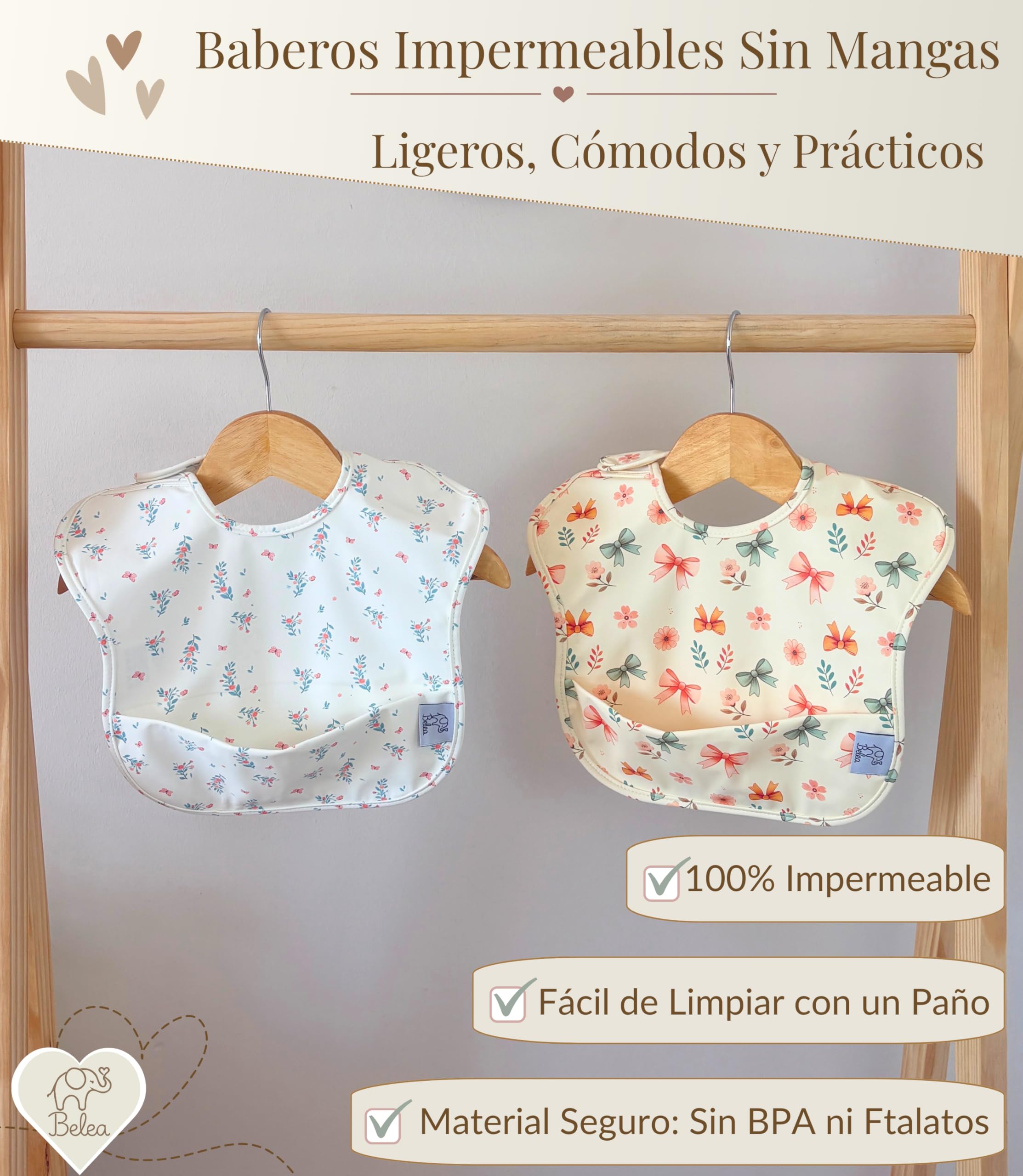 Pack 2 Baberos Bebe Impermeables Sin Mangas BLW 6 Meses a 5 Años Bolsillo Recogemigas Babete Impermeável Babero Infantil Sin BPA Regalo Baby Shower Cumpleaños Bebé - 4