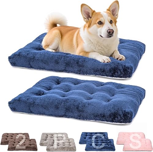 Miniatura 17 de POMIU Paquete de 2 camas lavables para perros, camas de felpa de lujo con antideslizante, lavable a máquina, tapete para dormir para perros grandes,