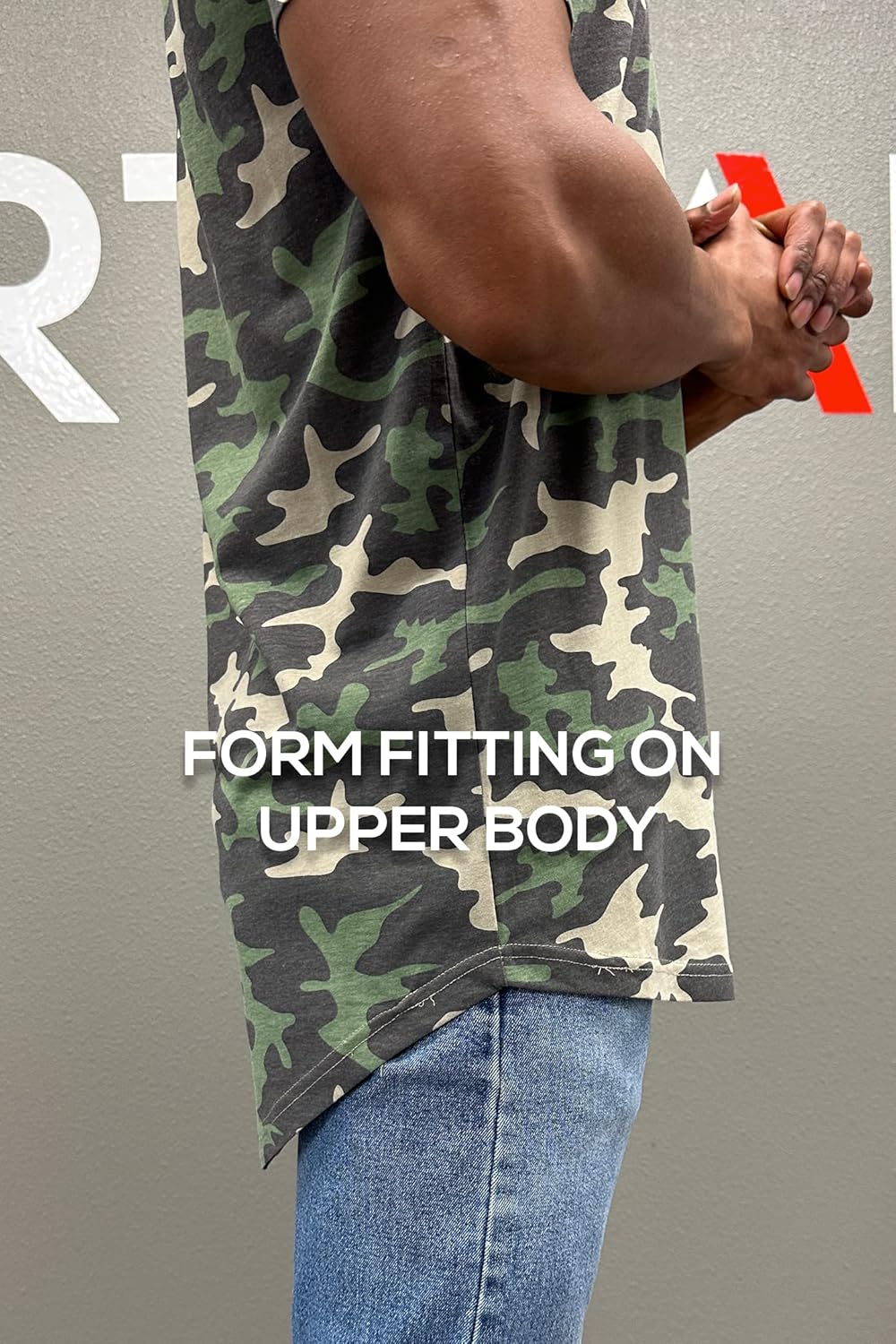 ShirtBANC Hipster Hip Hop Elong Drop Cut Mens Shirt Dance Dropcut Tshirt Small Camouflage