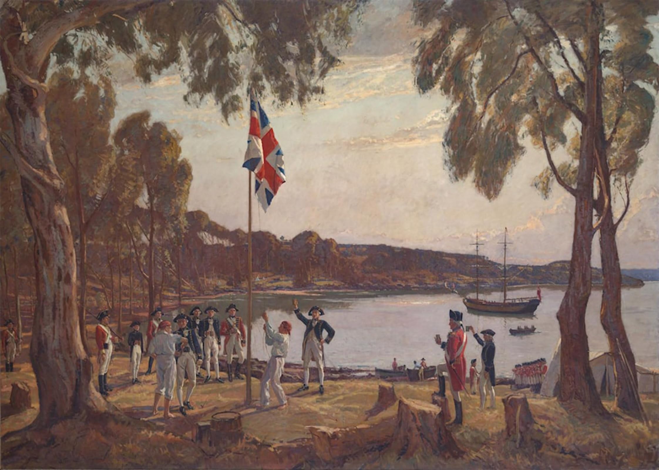 POSTERIIk Vintage Classic Picture Landscape Artwork the Founding of Australia by by Algernon Talmage Portrait Canvas Painting for Office Home Decor 60x90cm