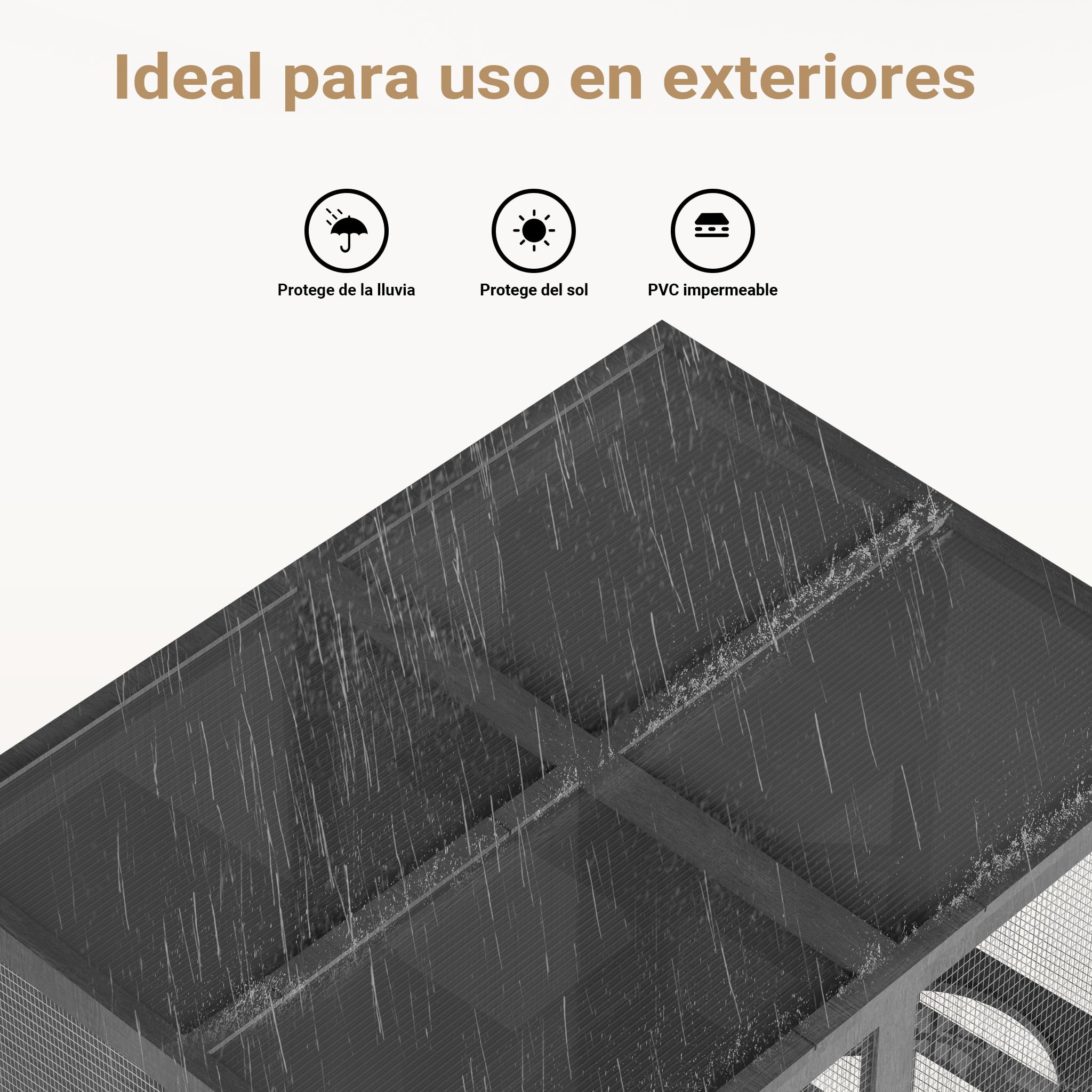 Wiltec Recinto de Exterior para Gatos 116 x 82 x 175,7 cm en Madera de Abeto, Malla de Acero galvanizado, Techo de PVC. Puerta Amplia, 5 Niveles para más Actividad Felina