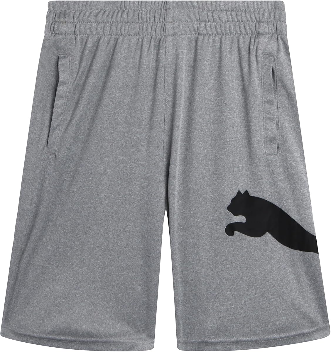 PUMA Pantalones cortos activos de baloncesto entrelazados de secado rápido para niños (tallas 4-20) | Tejido de alto rendimiento transpirable, ajuste cómodo y liviano, ideal para gimnasio, deportes y juegos activos diarios