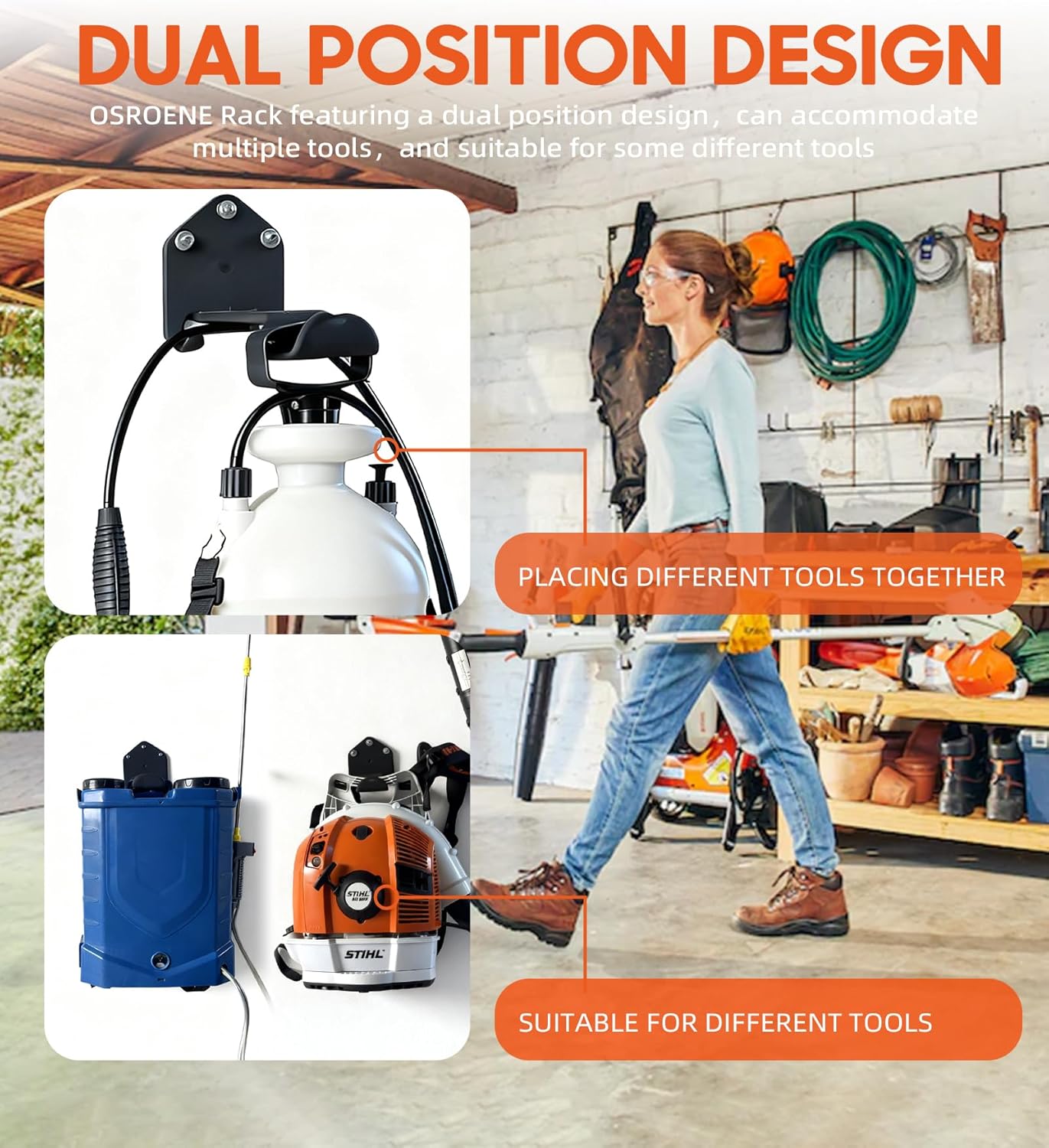 Pump Sprayer Holder, Backpack Blower Rack, 1 Pack Wall Mount Pressurized Garden Sprayer Hanger, Lawn Weed Sprayer Storage, Backpack Sprayer Oraganizer - Image 5